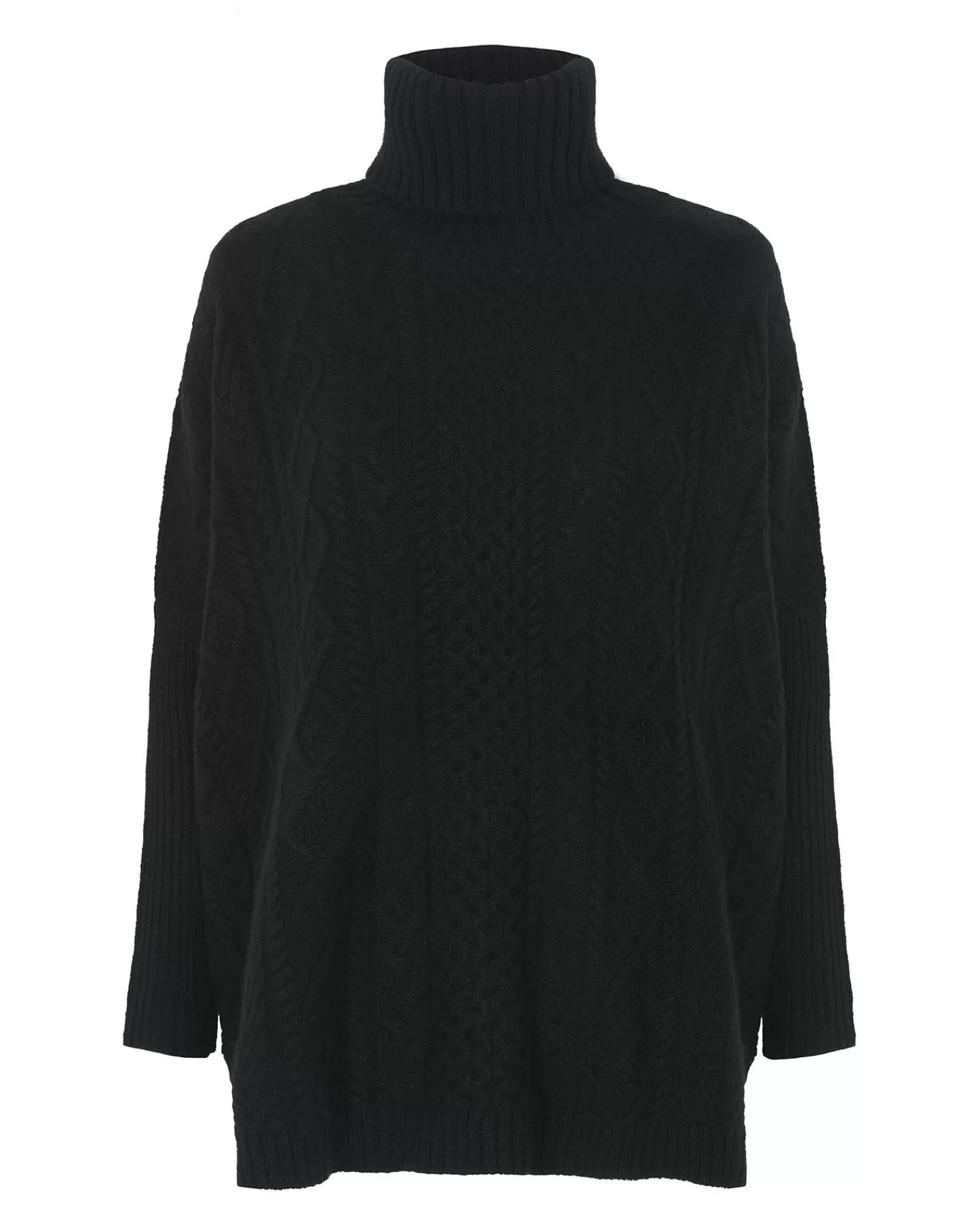 Kujten Capes & Ponchos>Oversized Turtleneck Cashmere Poncho Noir