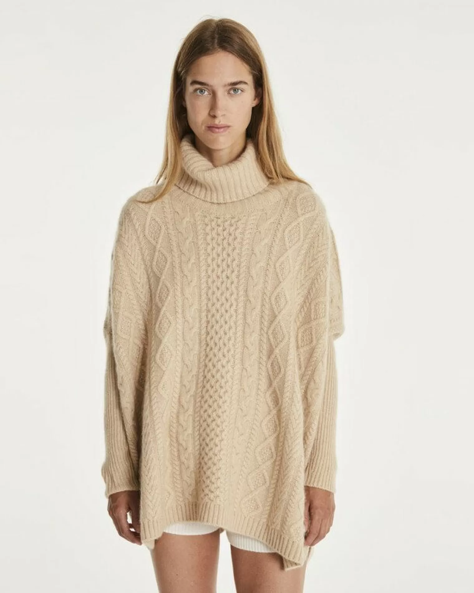 Kujten Capes & Ponchos>Oversized Turtleneck Cashmere Poncho, 6-Threads Organique