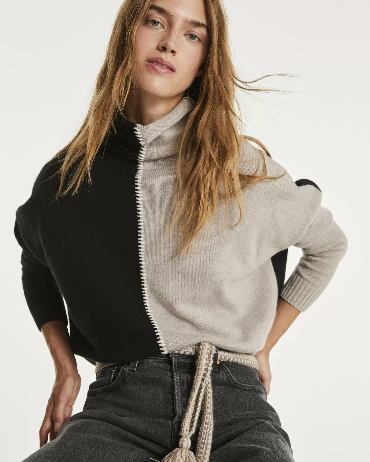 Kujten Sweaters & Sweatshirts>Oversized Turtleneck Cashmere Sweater Silk