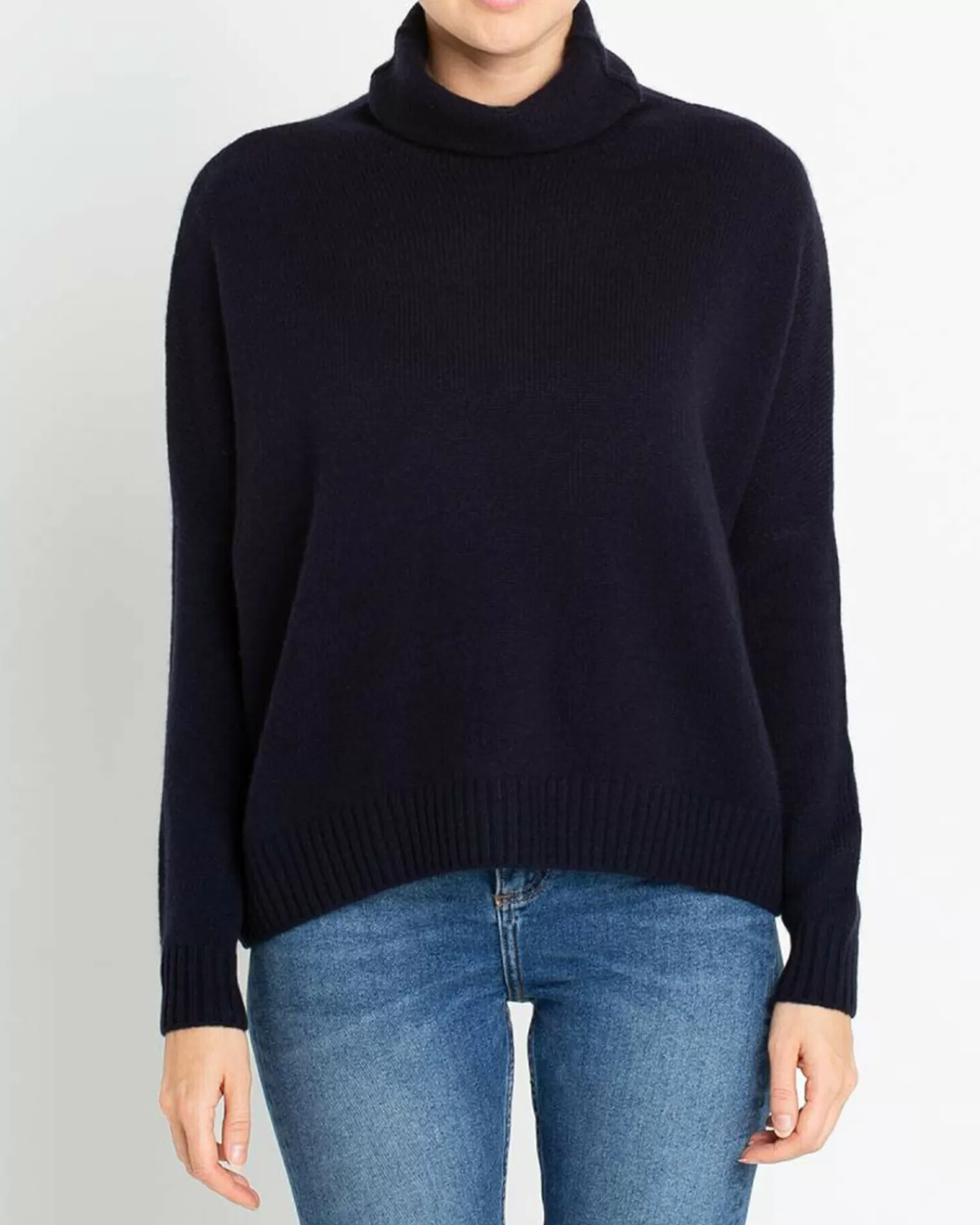 Kujten Sweaters & Sweatshirts>Oversized Turtleneck Cashmere Sweater Bleu Marine Fonce