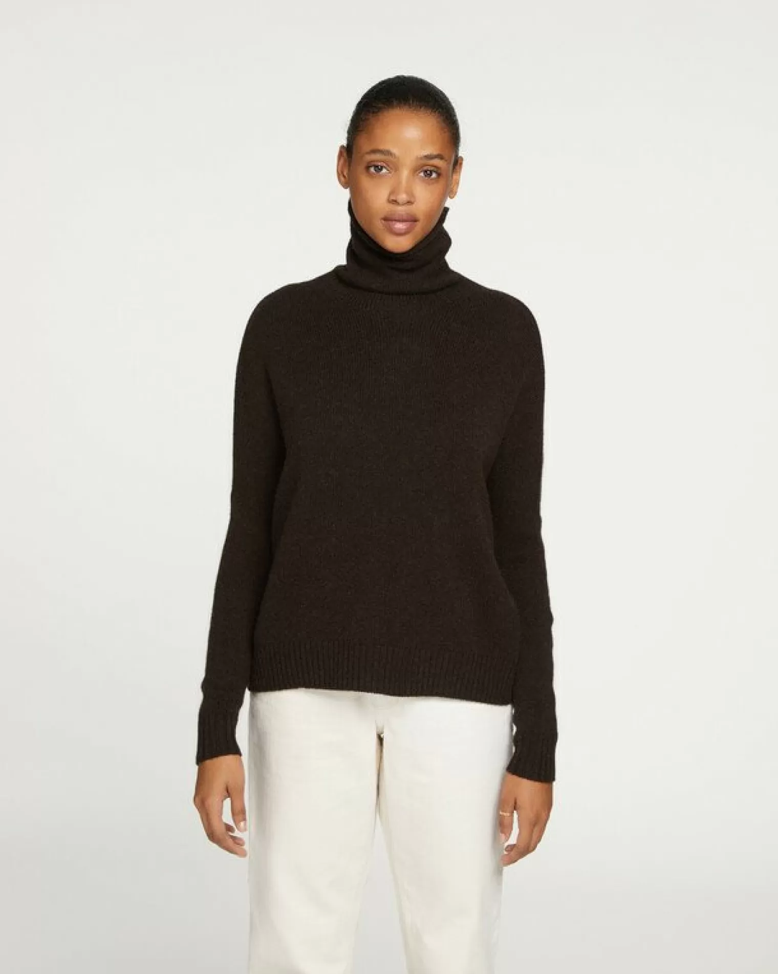 Kujten Sweaters & Sweatshirts>Oversized Turtleneck Cashmere Sweater, 4-Threads Marron