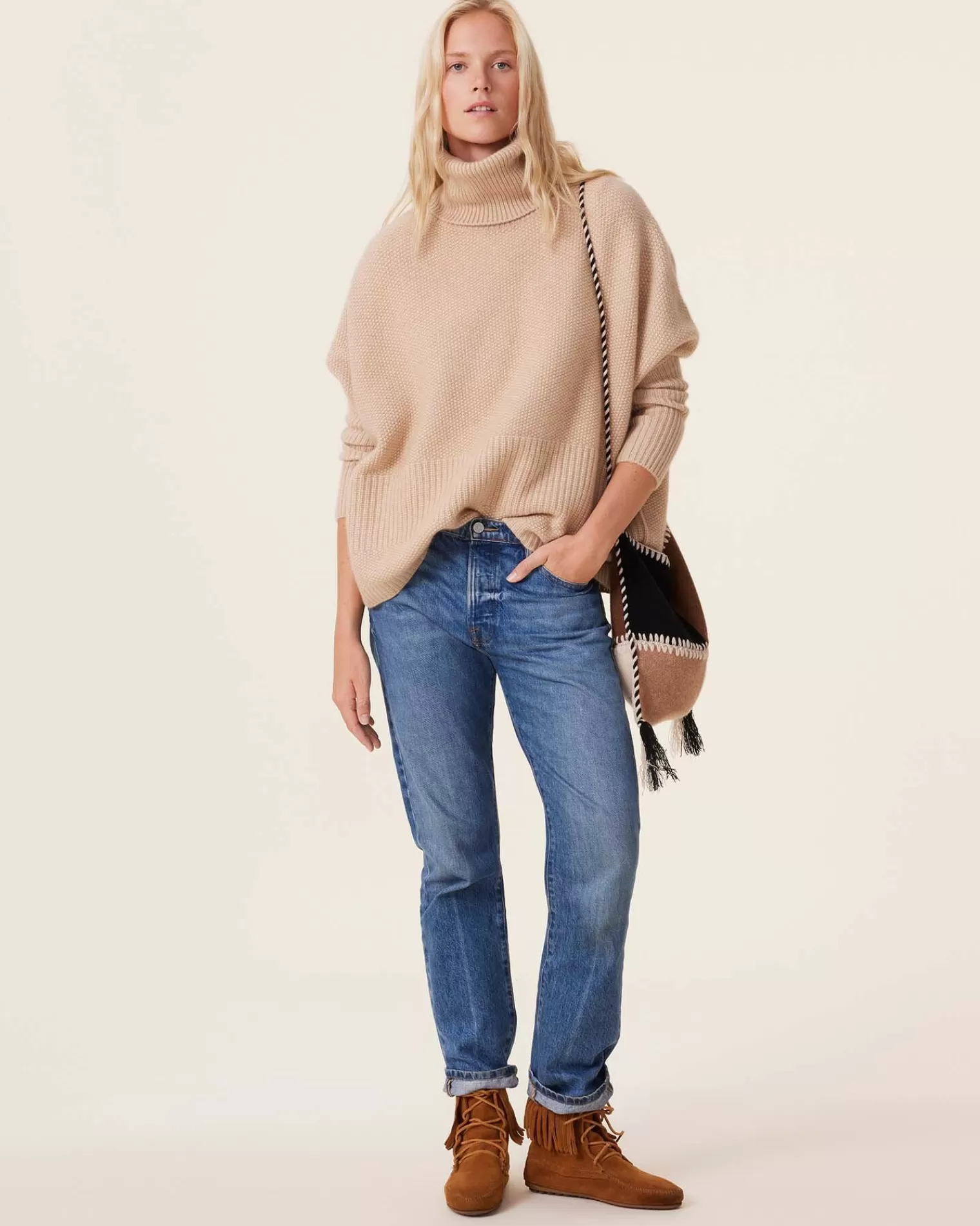 Kujten Sweaters & Sweatshirts>Oversized Turtleneck Cashmere Sweater, 8-Threads Organique