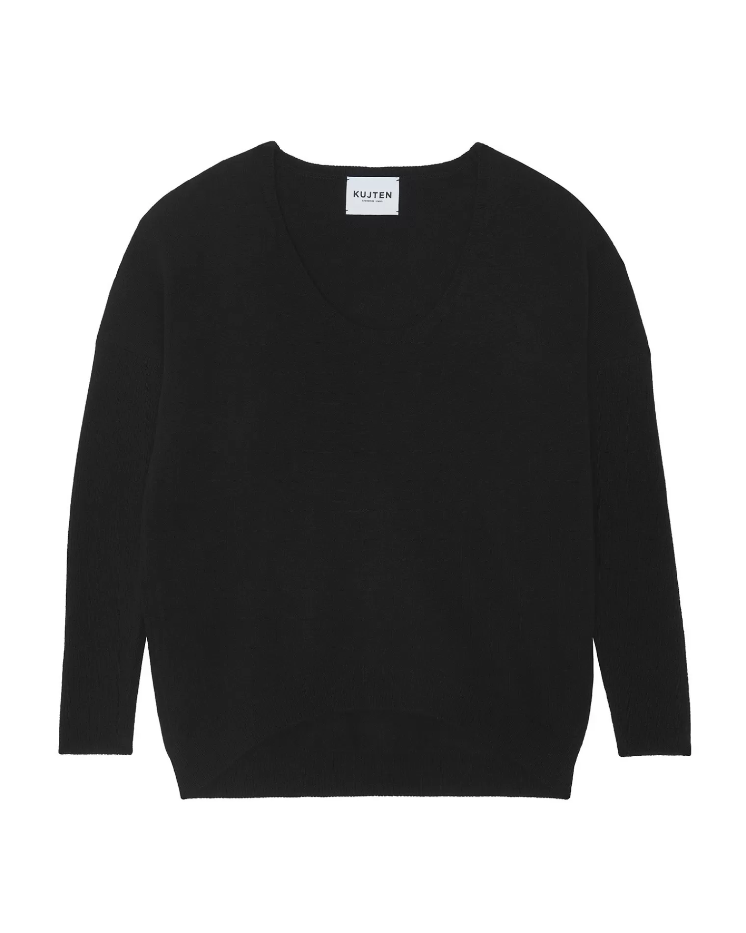 Kujten Sweaters & Sweatshirts>Oversized U-Neck Cashmere Sweater Noir