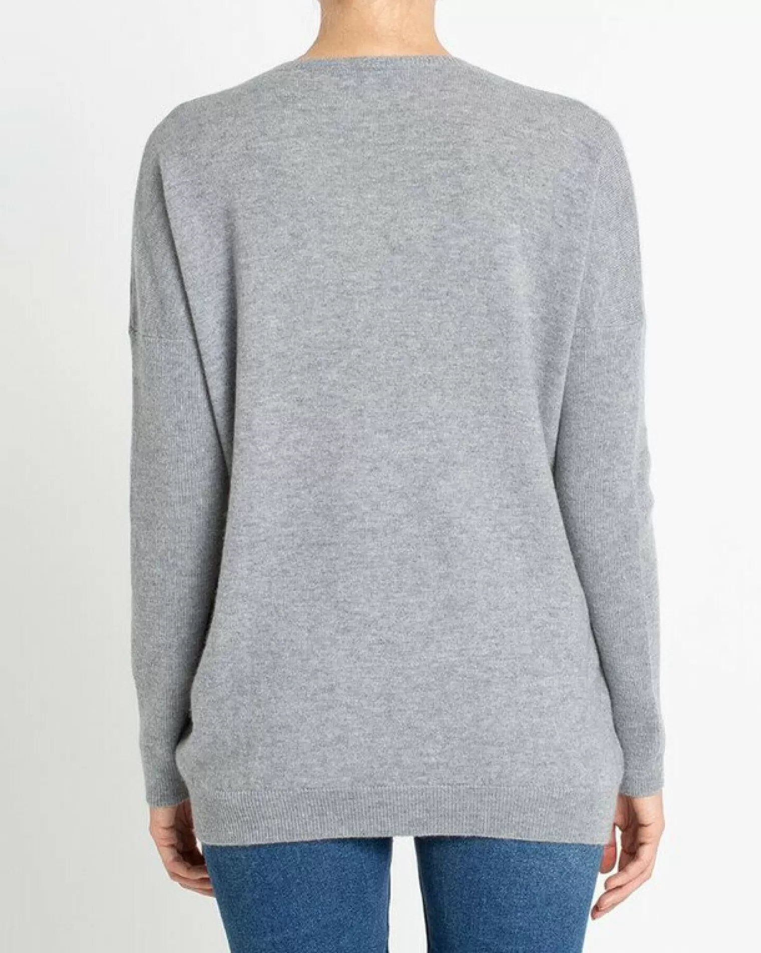 Kujten Sweaters & Sweatshirts>Oversized U-Neck Cashmere Sweater Gris Chine