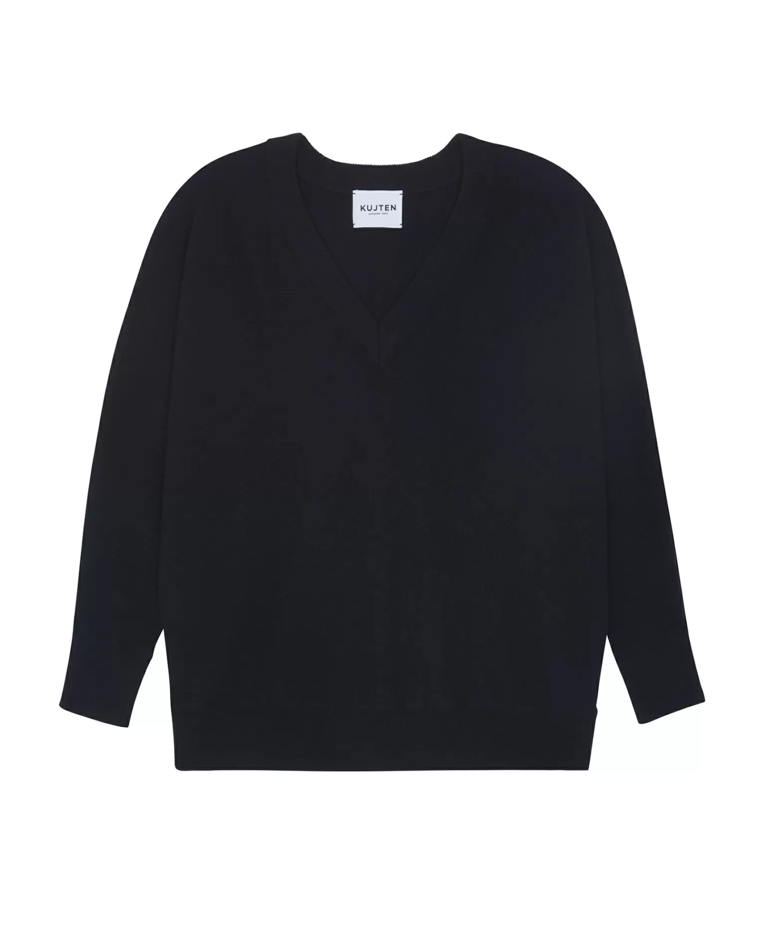 Kujten Sweaters & Sweatshirts>Oversized V-Neck Cashmere Sweater, 2-Threads Bleu Marine Fonce