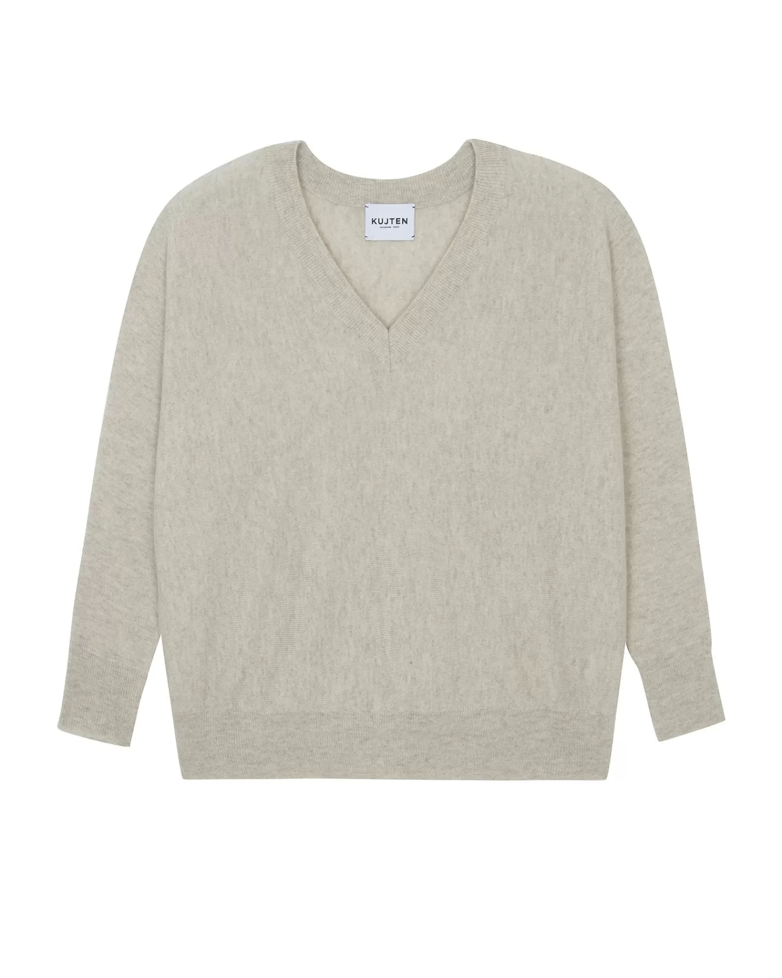 Kujten Sweaters & Sweatshirts>Oversized V-Neck Cashmere Sweater, 2-Threads Avoine