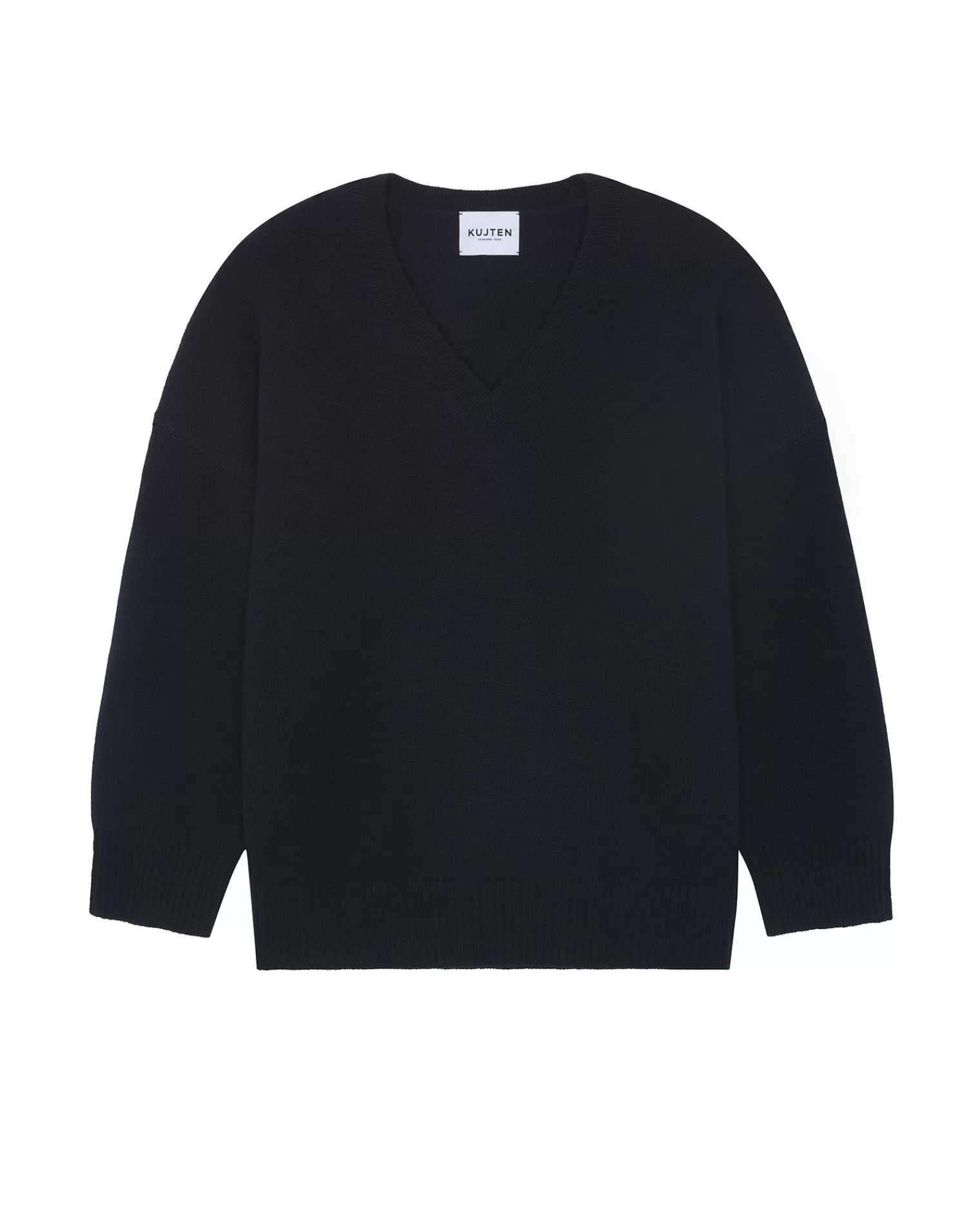 Kujten Sweaters & Sweatshirts>Oversized V-Neck Cashmere Sweater, 4-Threads Bleu Marine Fonce