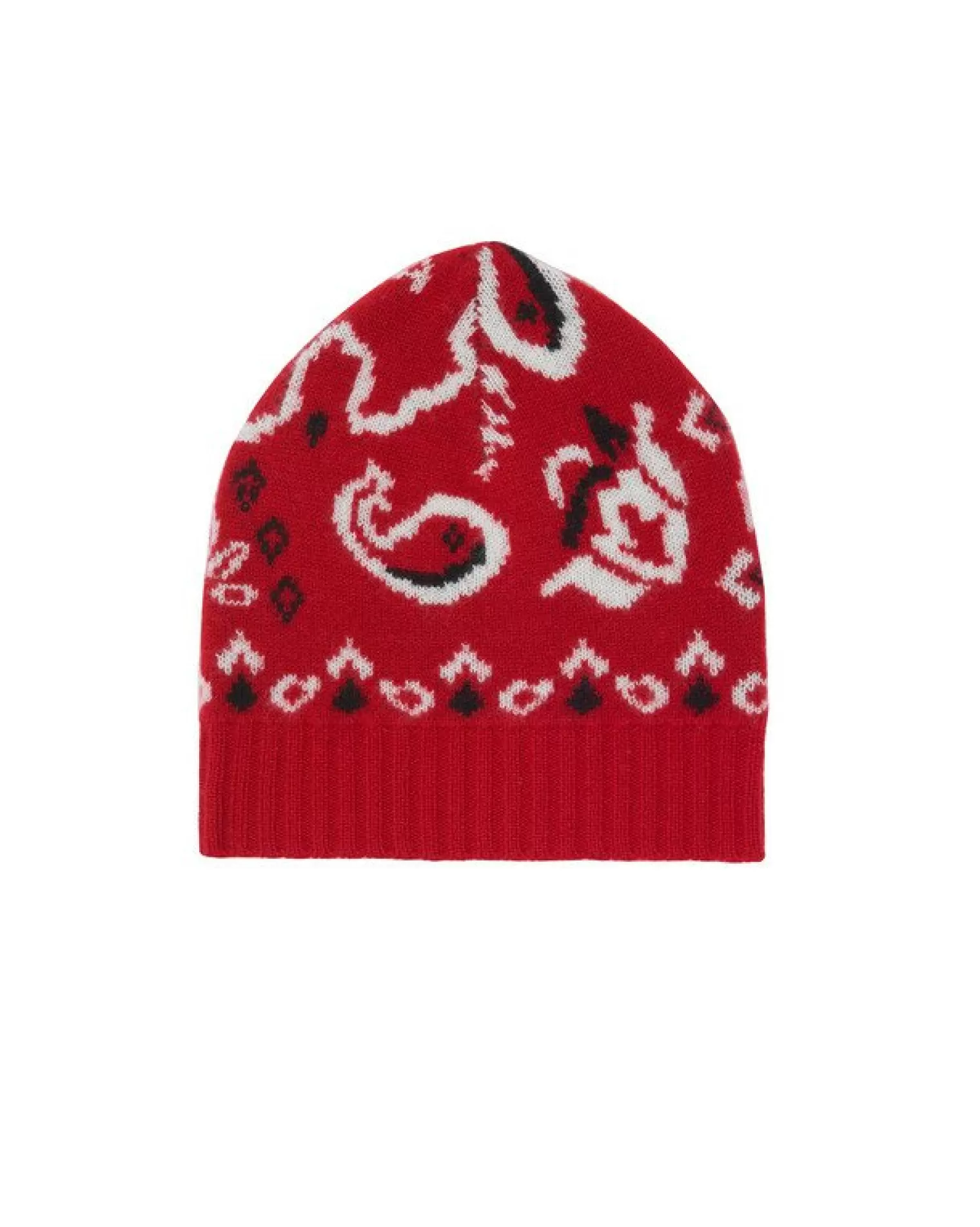 Kujten Hats & Headbands>Patterned Cashmere Beanie Rouge