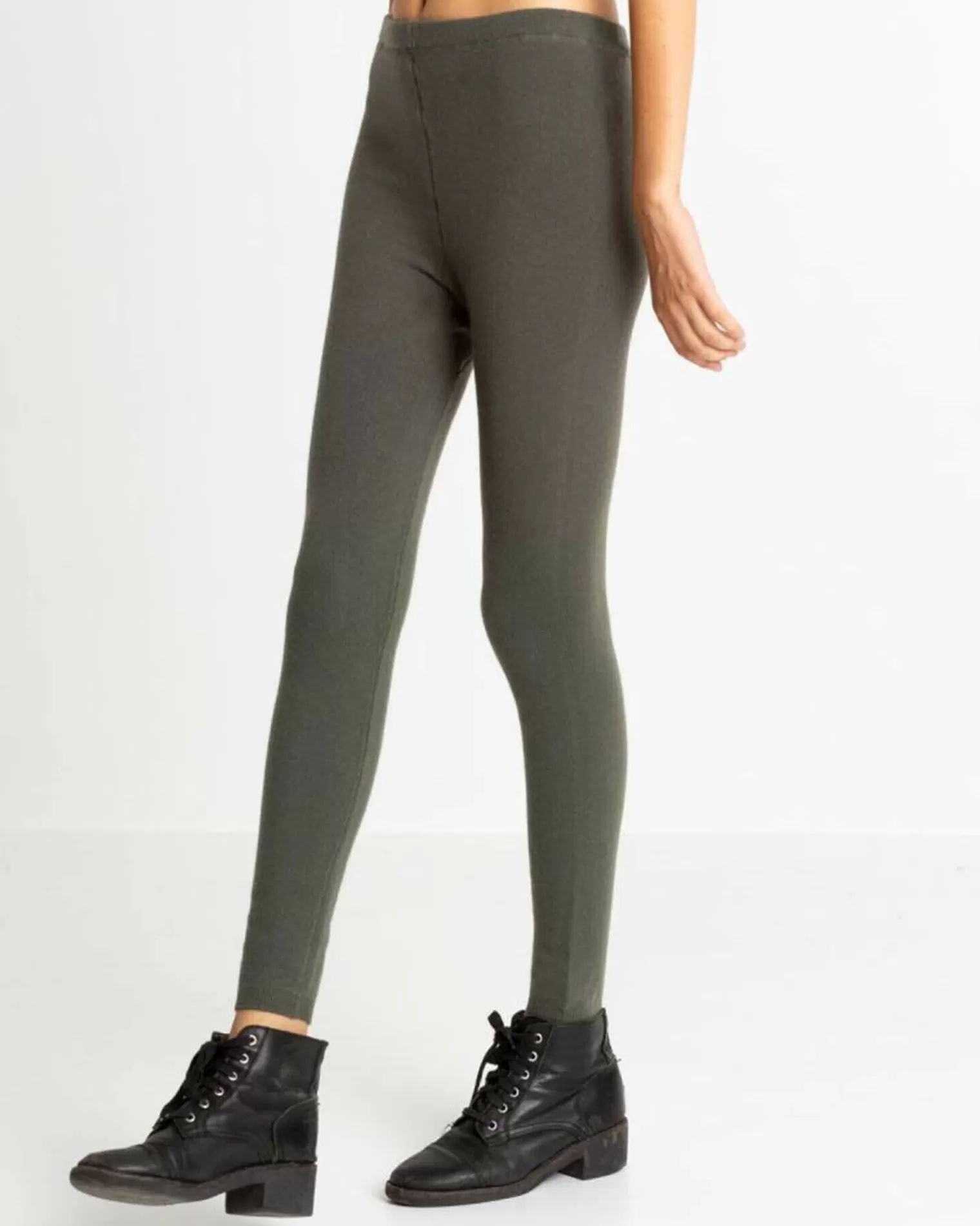 Kujten Joggings & Leggings>Plain Colored Cashmere Leggings Vert Kaki