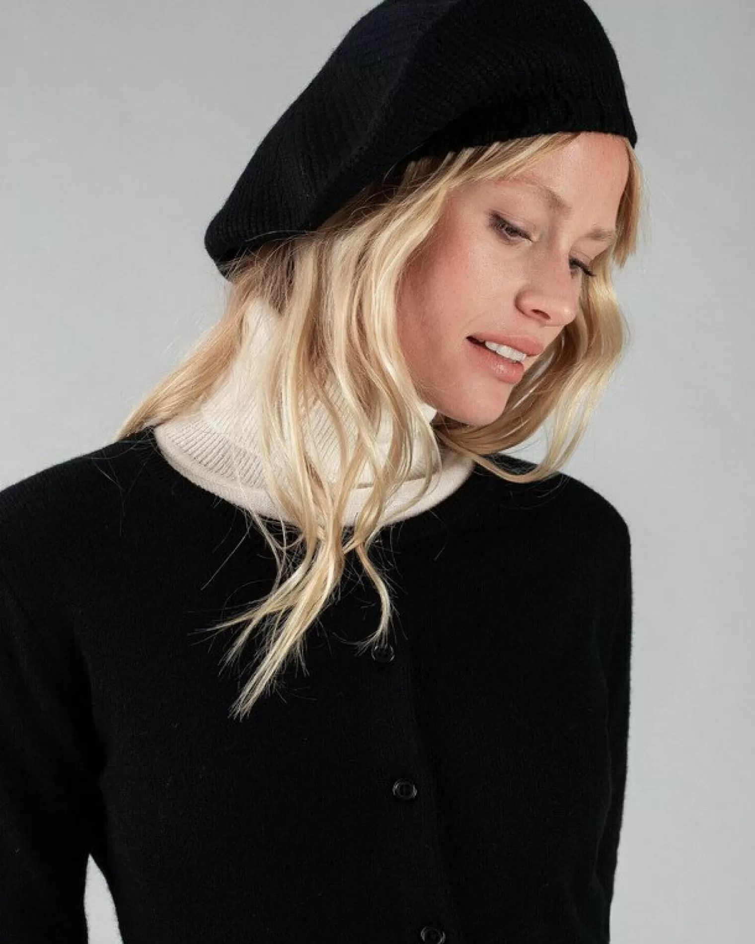 Kujten Hats & Headbands>Plain Coloured Cashmere Beret Noir