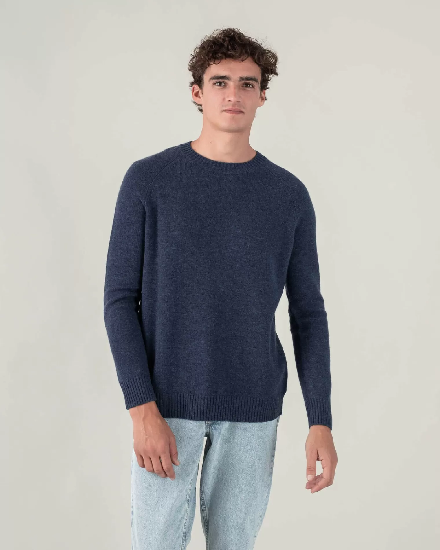 Kujten Sweaters & Sweatshirts>Plain Raglan Sleeves Cashmere Sweater Bleu Jeans