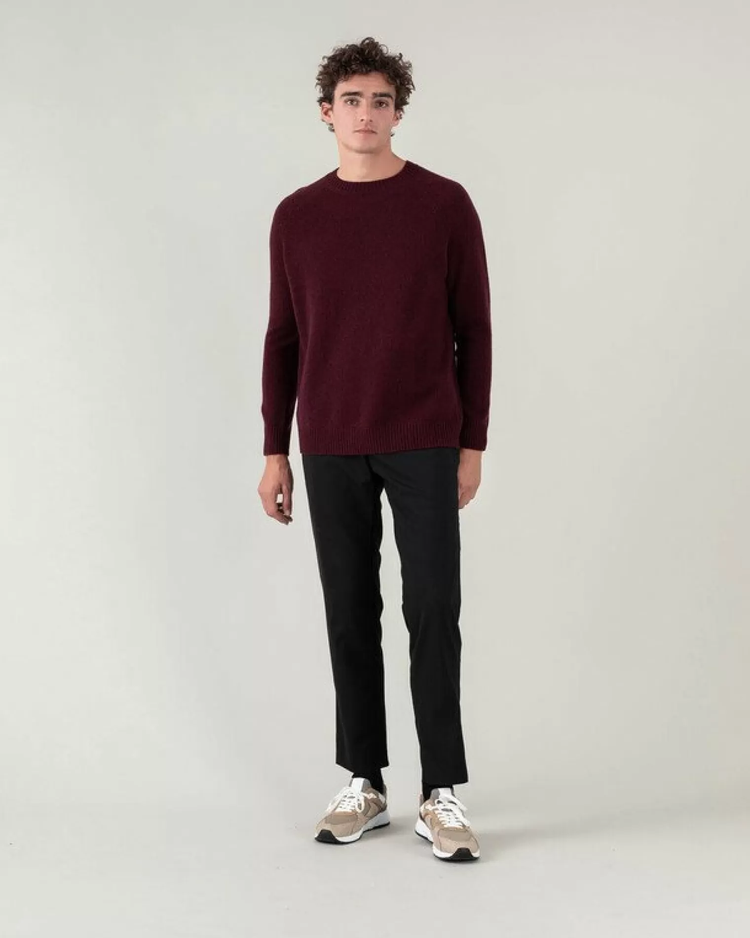 Kujten Sweaters & Sweatshirts>Plain Raglan Sleeves Cashmere Sweater Bordeaux