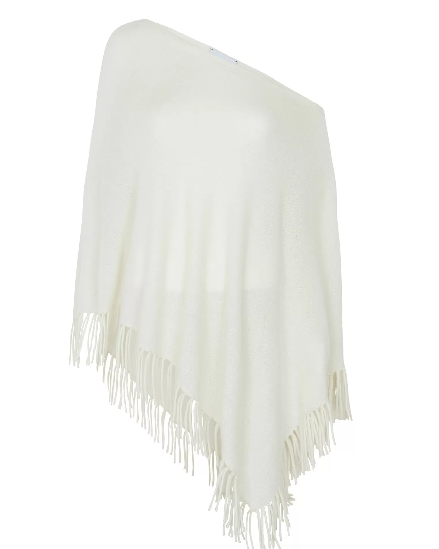 Kujten Capes & Ponchos>Plain Sleevesless Cashmere Poncho Blanc