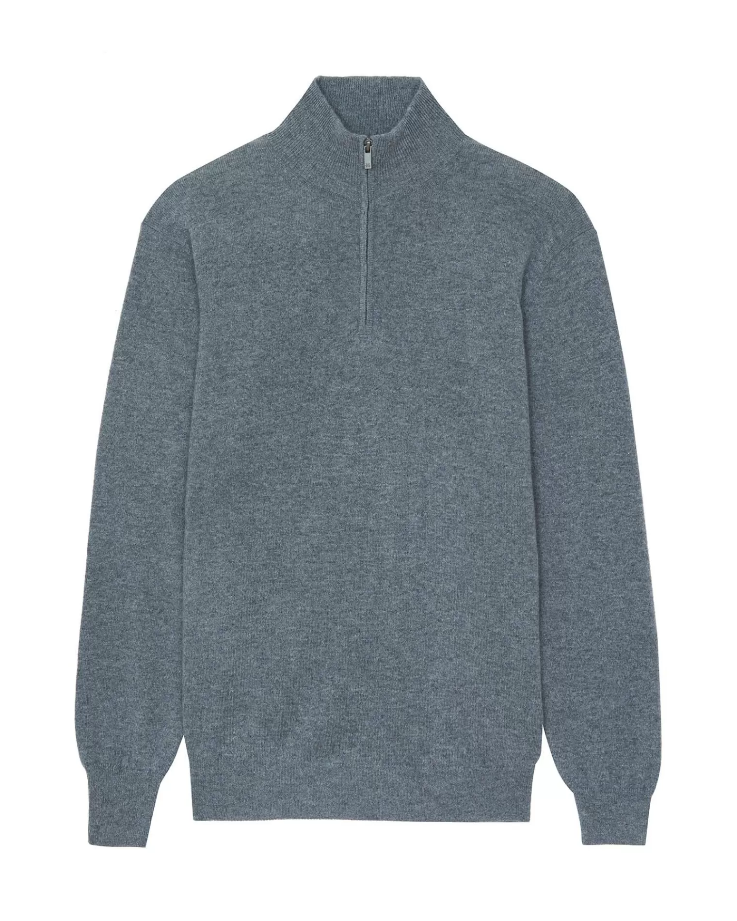 Kujten Sweaters & Sweatshirts>Plain Turtleneck Cashmere Man Sweater With Elbow Patches Gris Flanelle