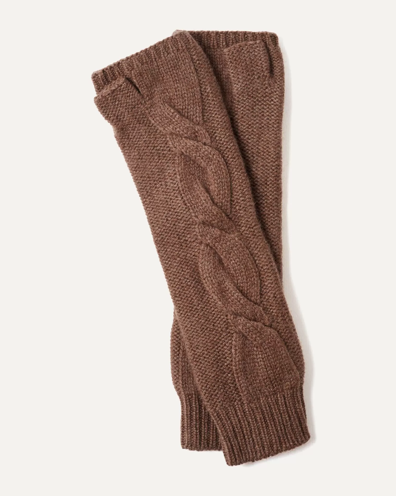 Kujten Gloves & Mittens>Plain Twisted Cashmere Mittens Marron Glace