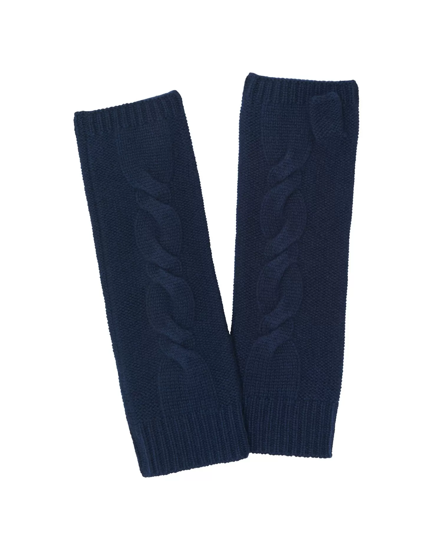 Kujten Gloves & Mittens>Plain Twisted Cashmere Mittens Bleu Marine Fonce