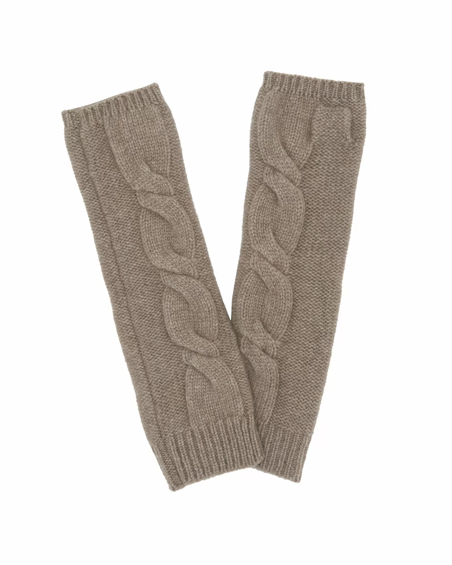 Kujten Gloves & Mittens>Plain Twisted Cashmere Mittens, 8-Threads Beige Taupe