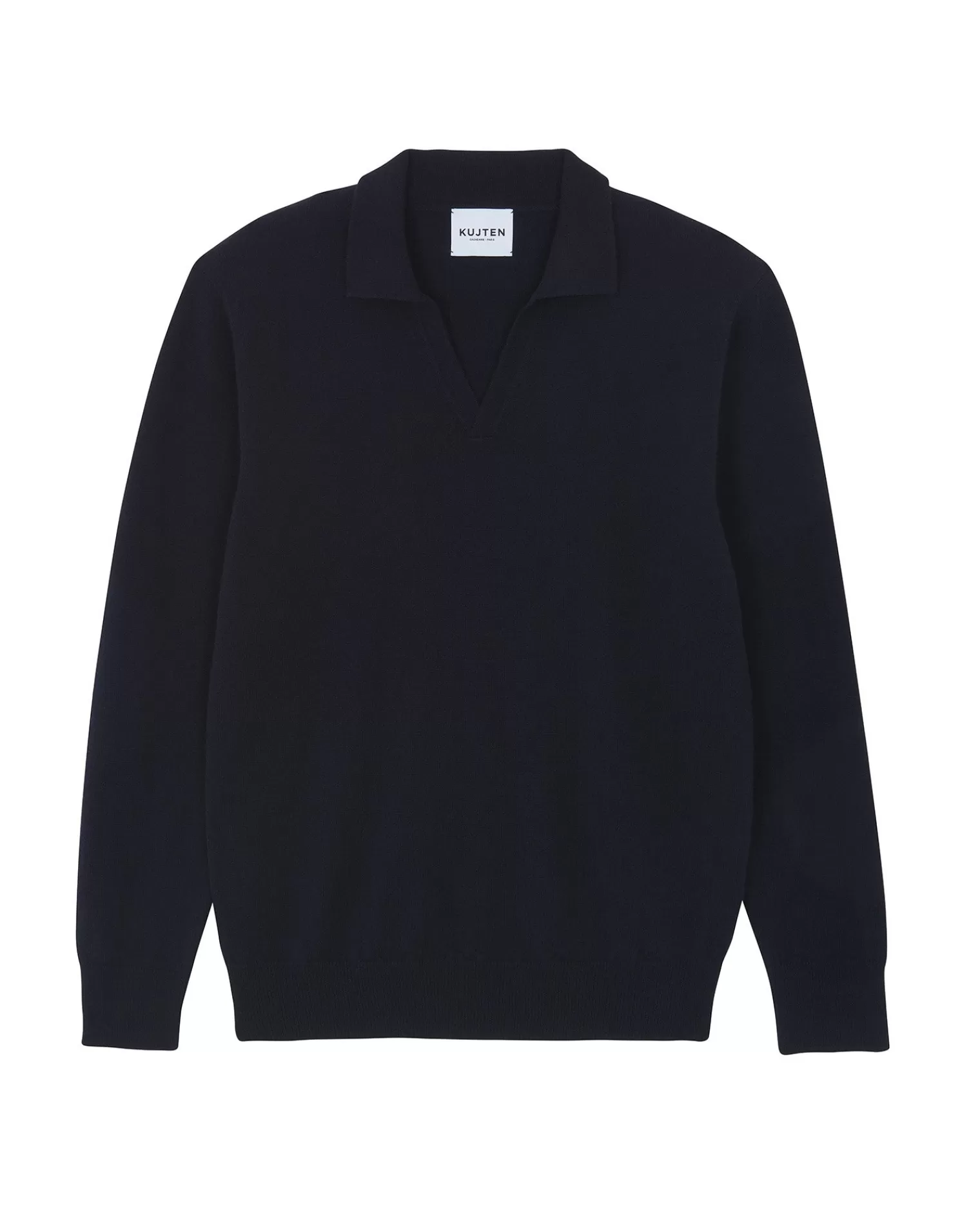 Kujten Sweaters & Sweatshirts>Polo Collar Cashmere Sweater Bleu Marine Fonce