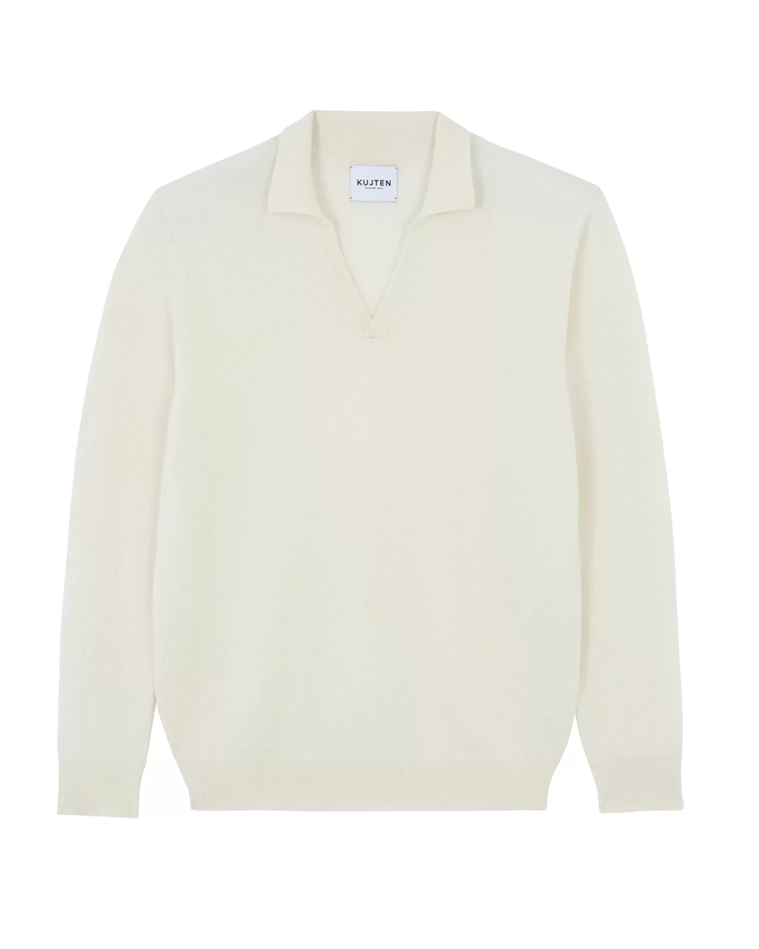 Kujten Sweaters & Sweatshirts>Polo Collar Cashmere Sweater Blanc