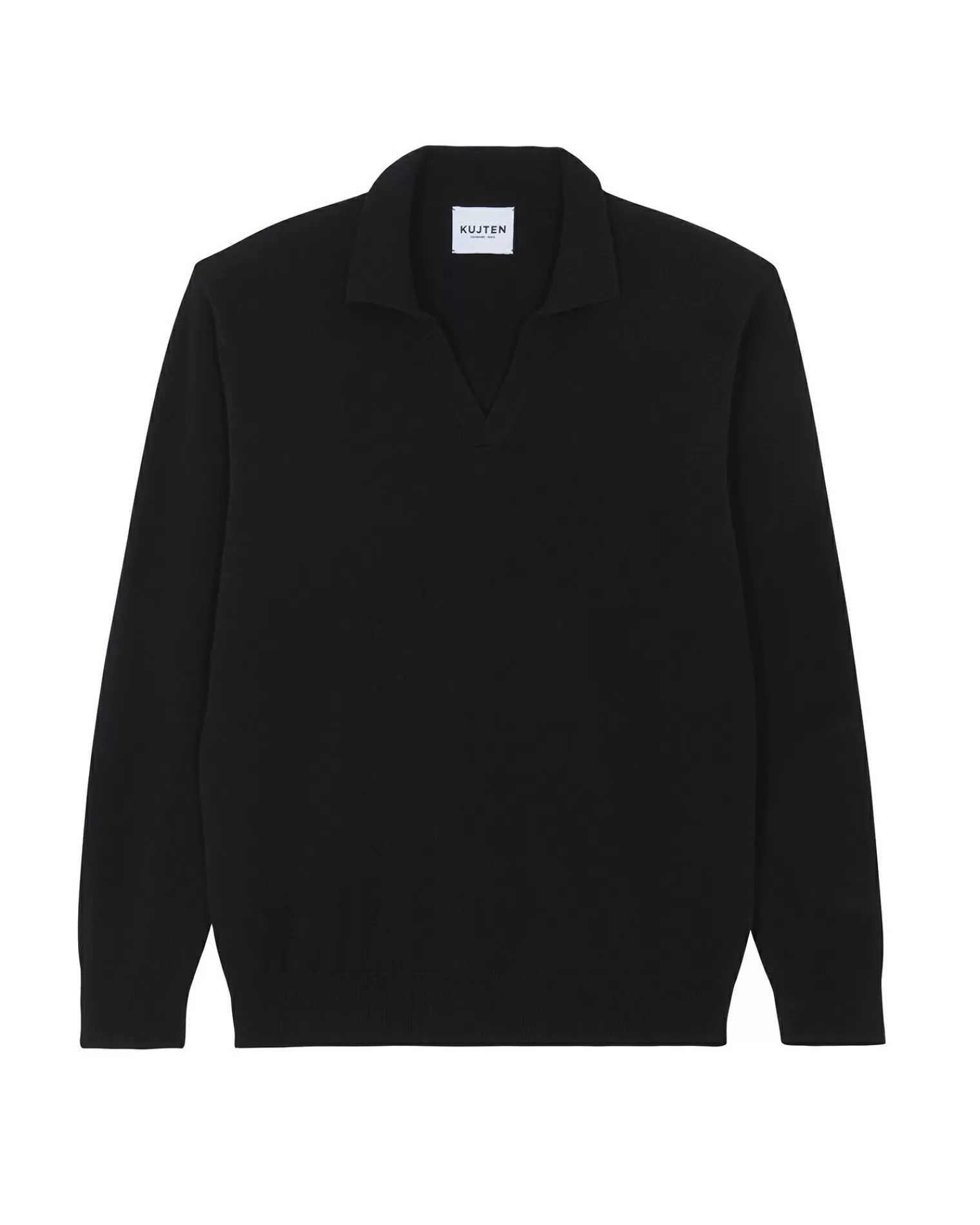 Kujten Sweaters & Sweatshirts>Polo Collar Cashmere Sweater Noir