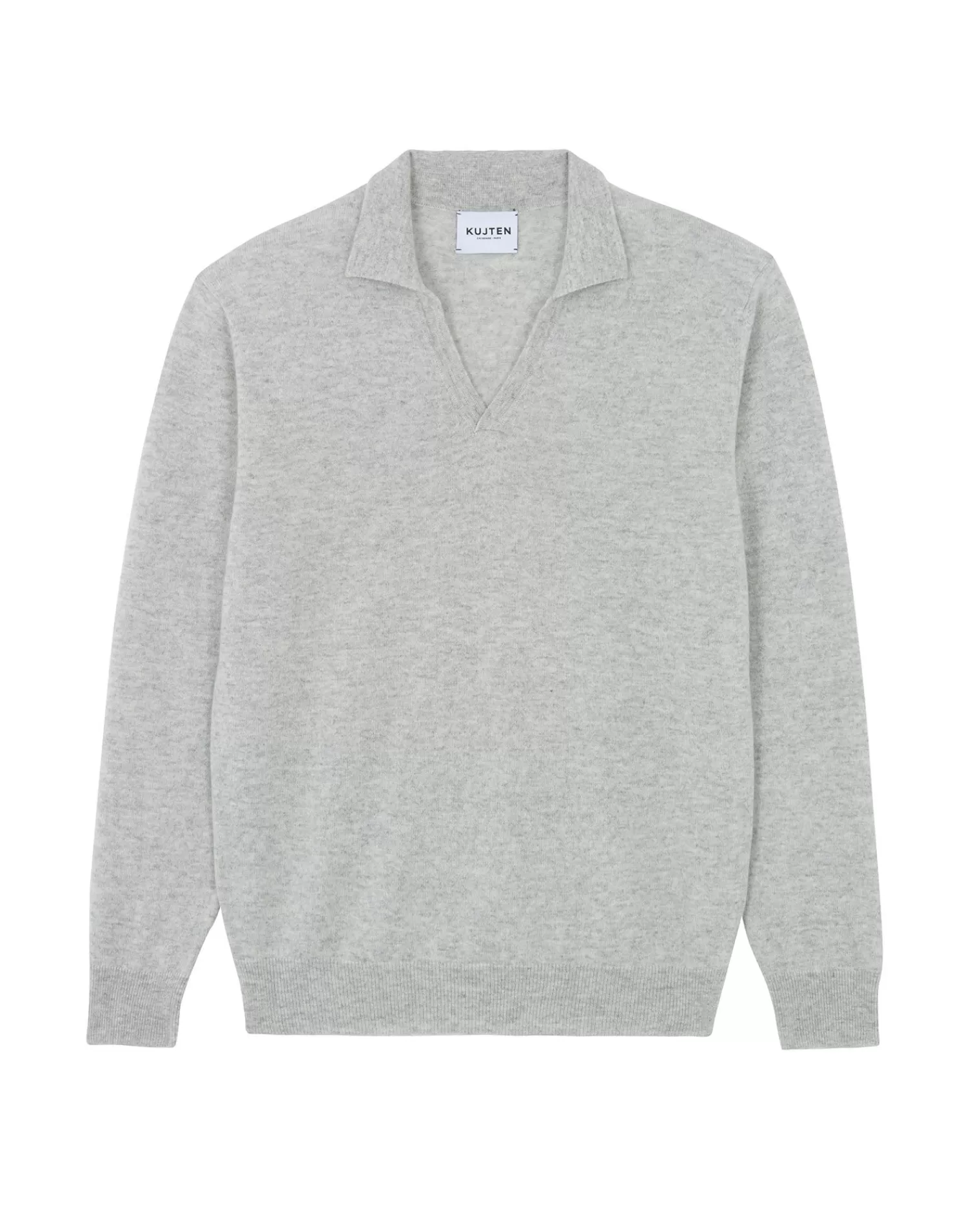 Kujten Sweaters & Sweatshirts>Polo Collar Cashmere Sweater Gris Bouleau