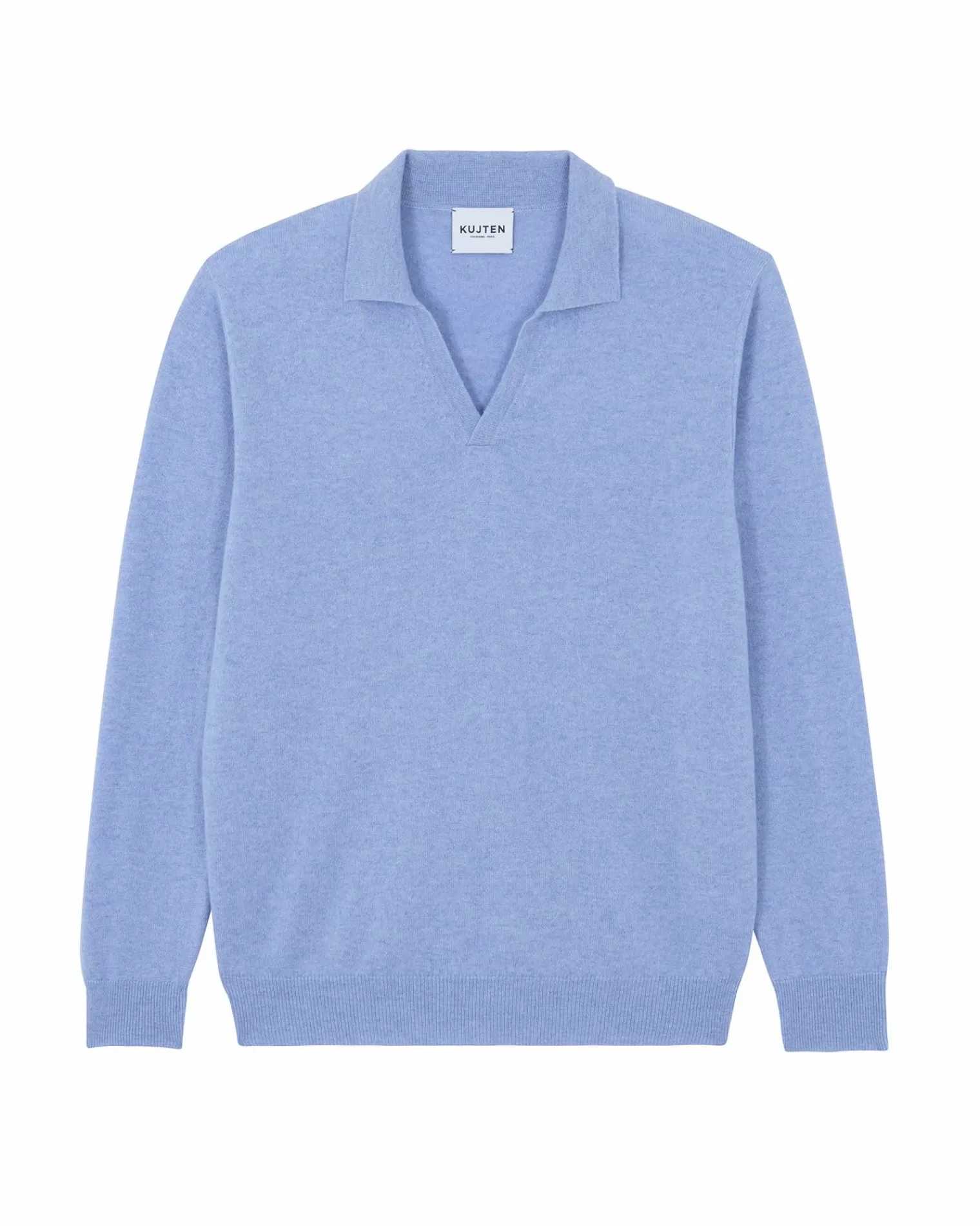 Kujten Sweaters & Sweatshirts>Polo Collar Cashmere Sweater Bleu Jeans