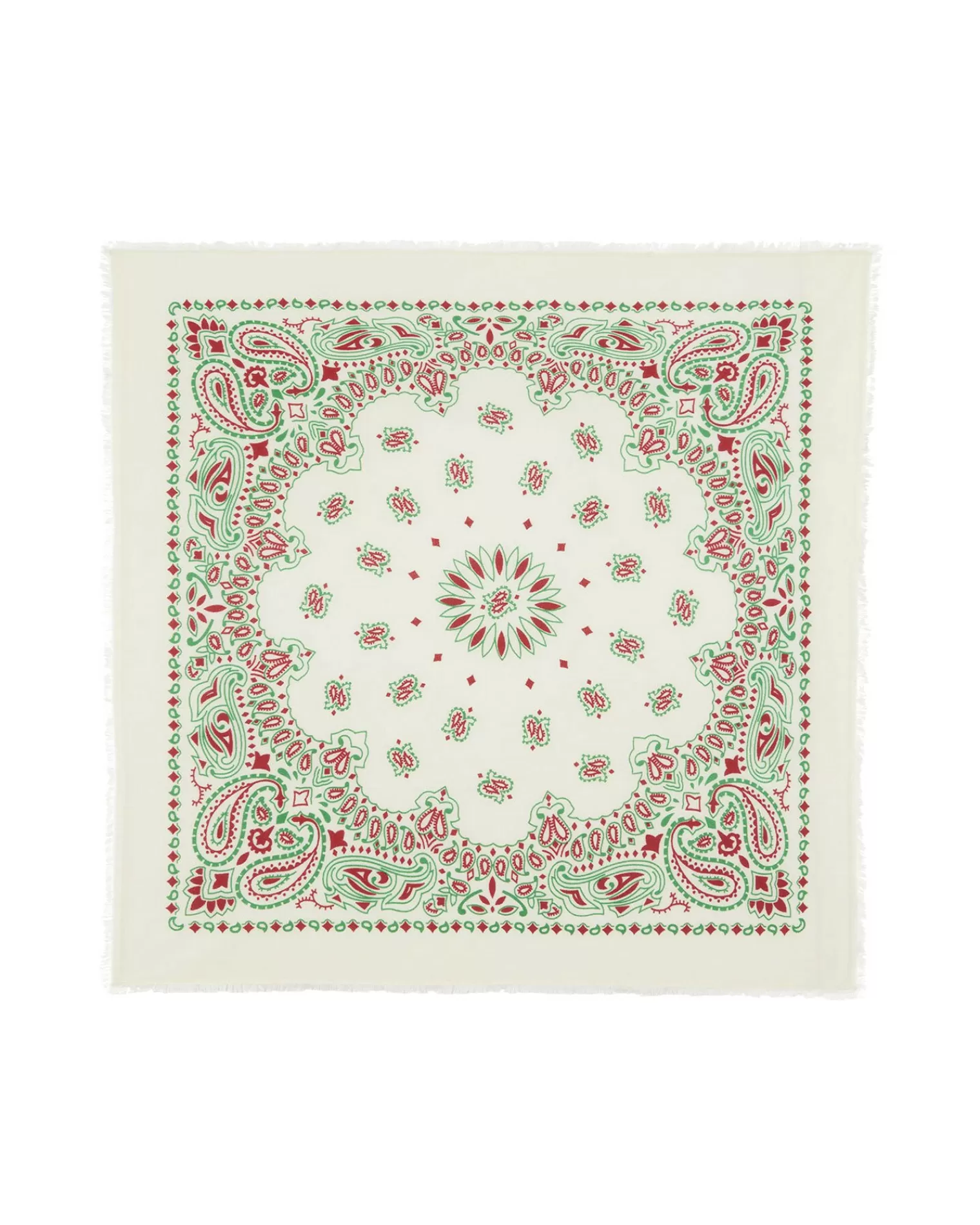 Kujten Scarves & Snoods>Printed Cashmere Large Bandana, 2-Threads Rouge Tomato