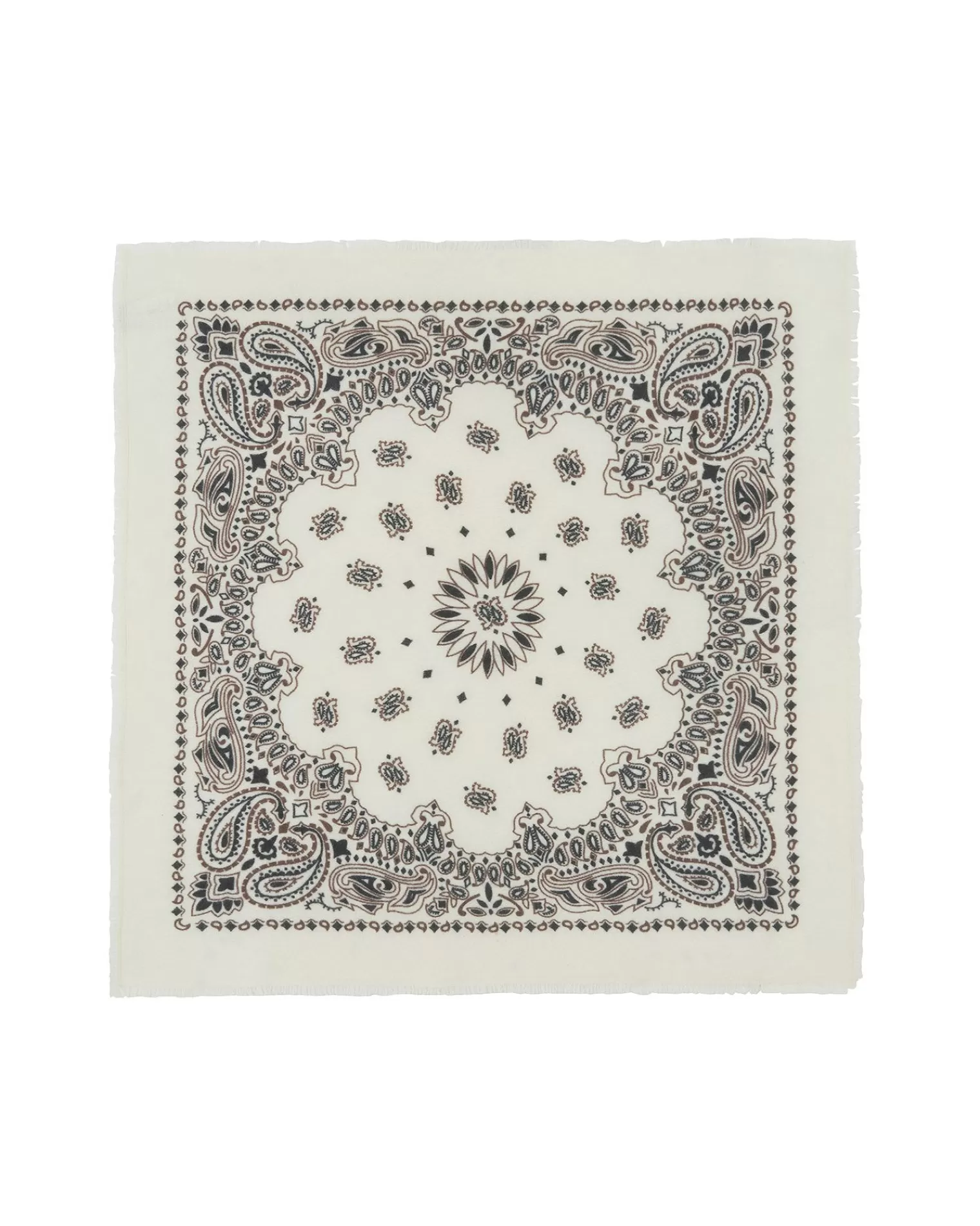 Kujten Scarves & Snoods>Printed Cashmere Large Bandana, 2-Threads Chataigne