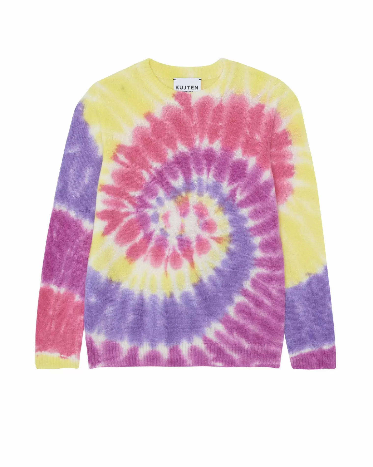 Kujten Sweaters>Rainbow Tie & Dye Cashmere Round Neck Sweater, 2-Threads Violet