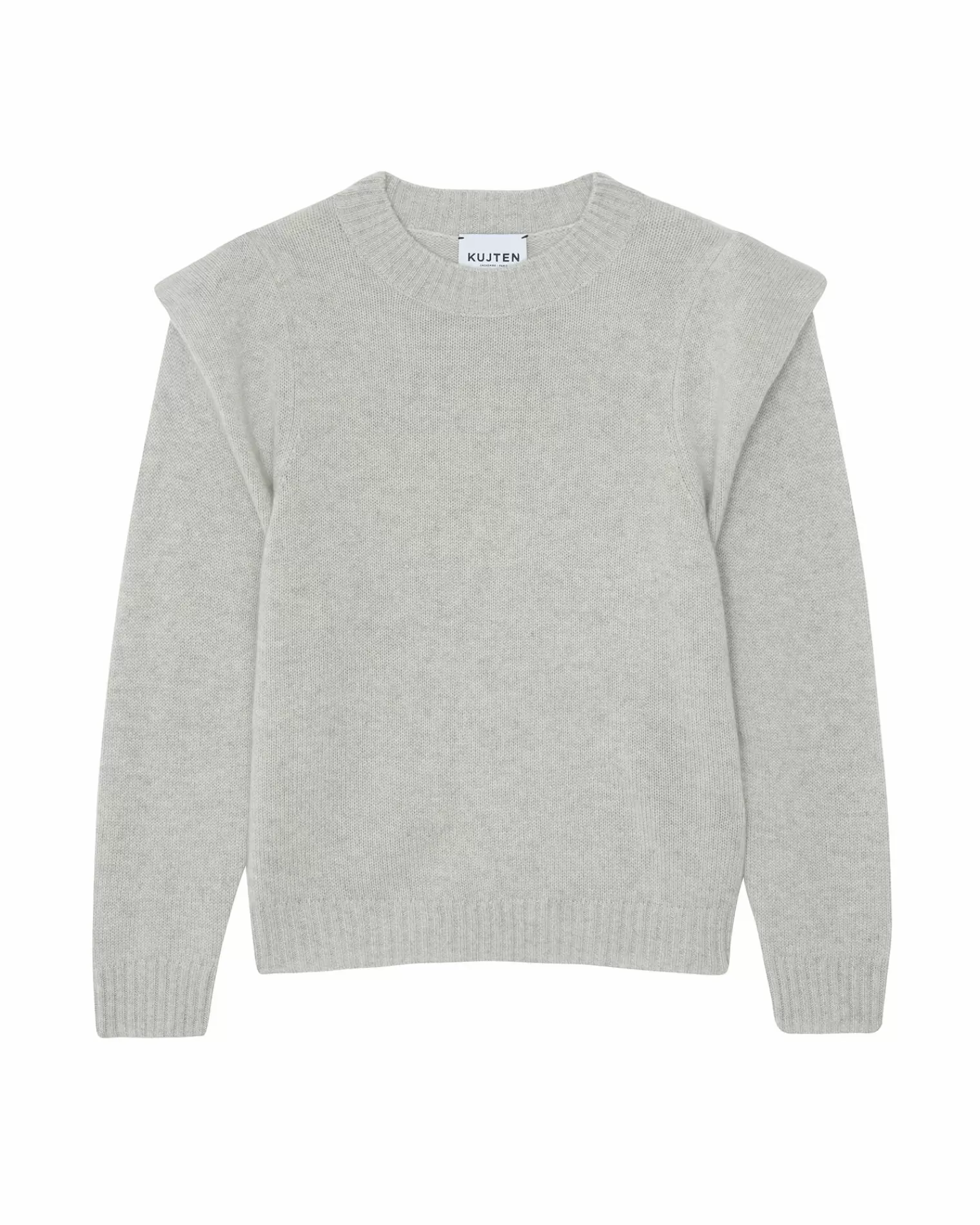 Kujten Sweaters & Sweatshirts>Round Neck Cashmere Shoulder Pad Sweater Gris Bouleau