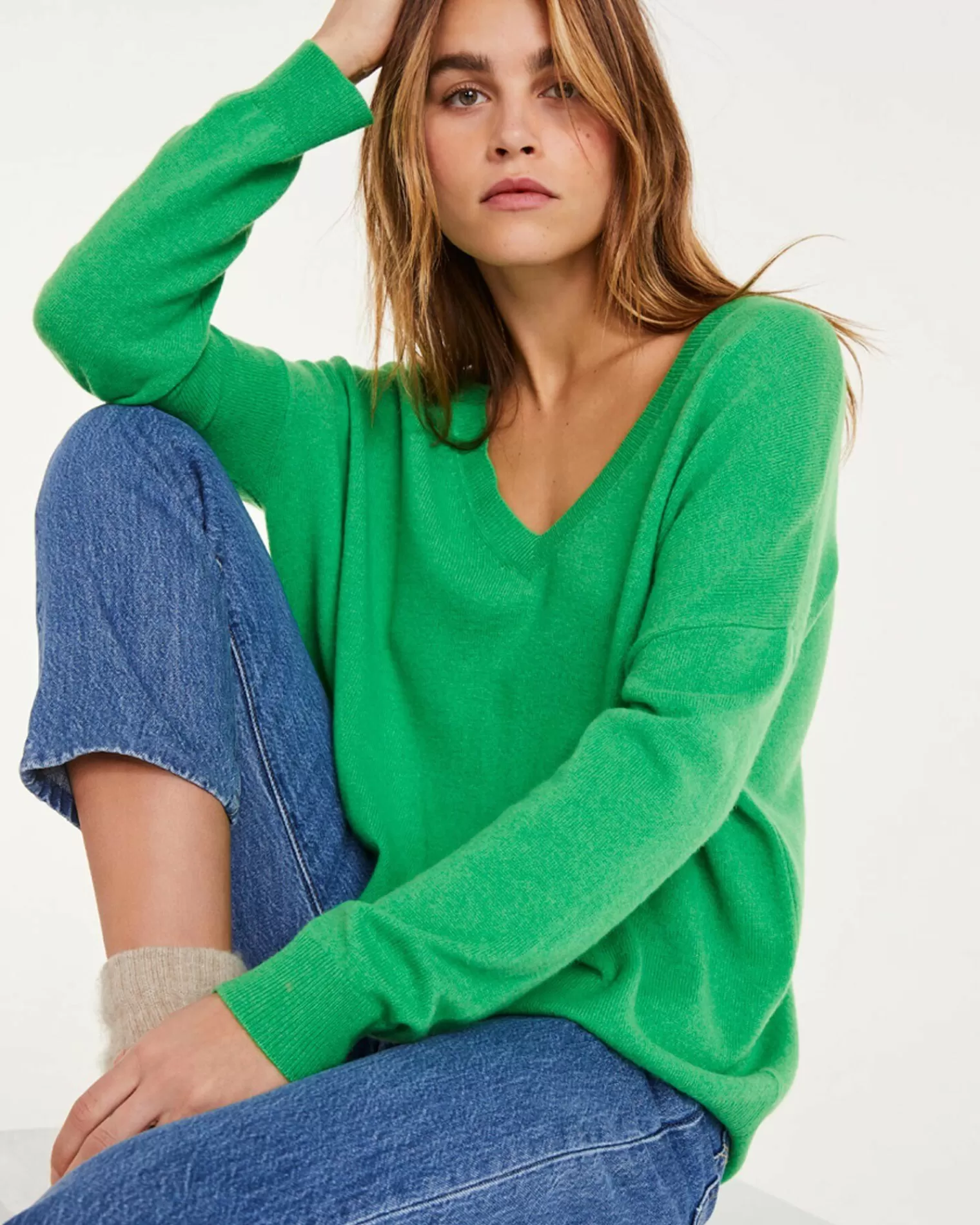 Kujten Sweaters & Sweatshirts>Round Neck Cashmere Sweater Vert Gazon