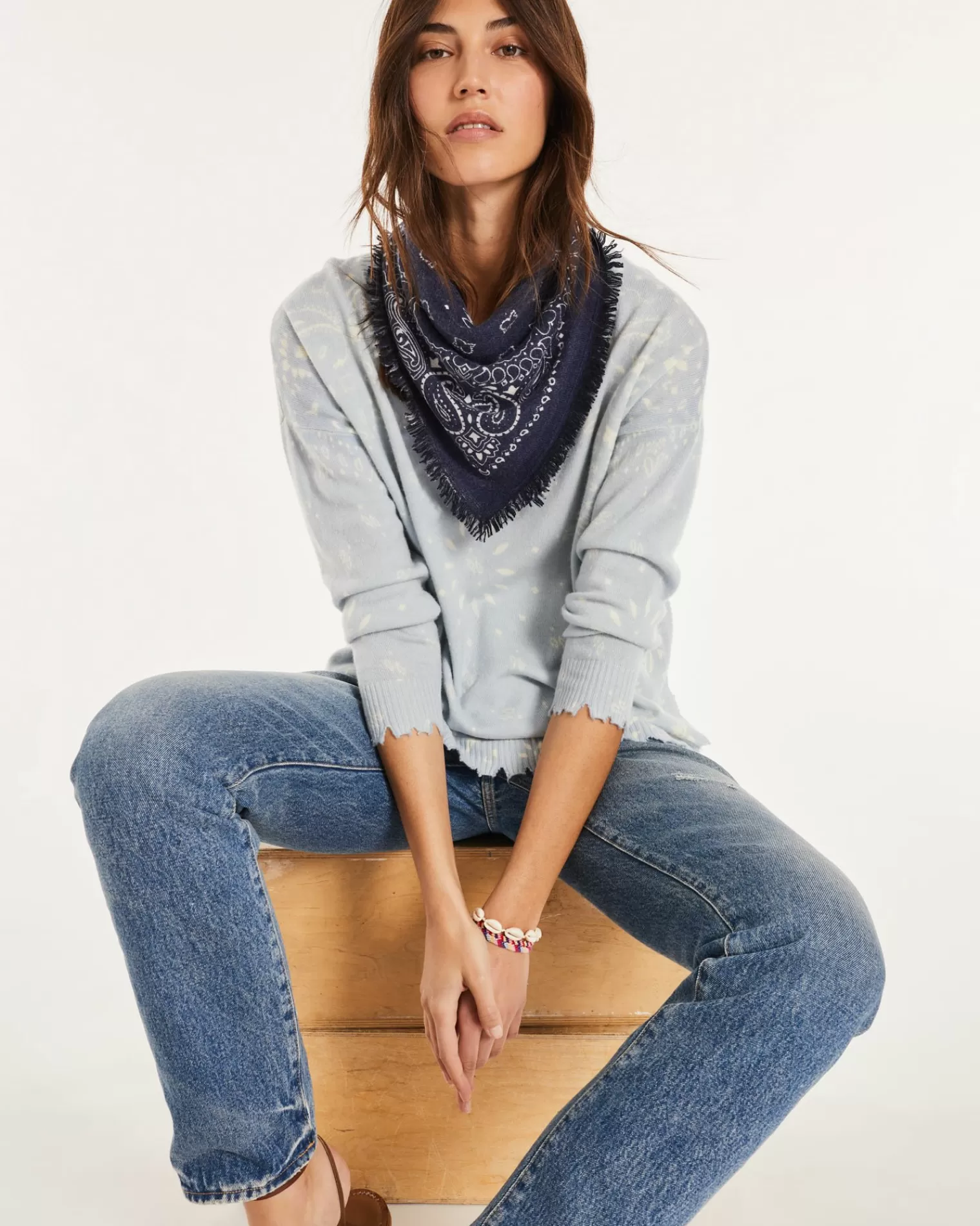 Kujten Sweaters & Sweatshirts>Round Neck Cashmere Sweater Jeans Clair