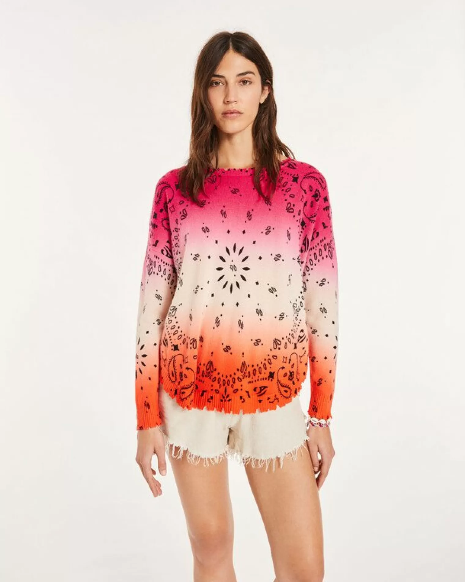 Kujten Sweaters & Sweatshirts>Round Neck Cashmere Sweater Rose Fluo