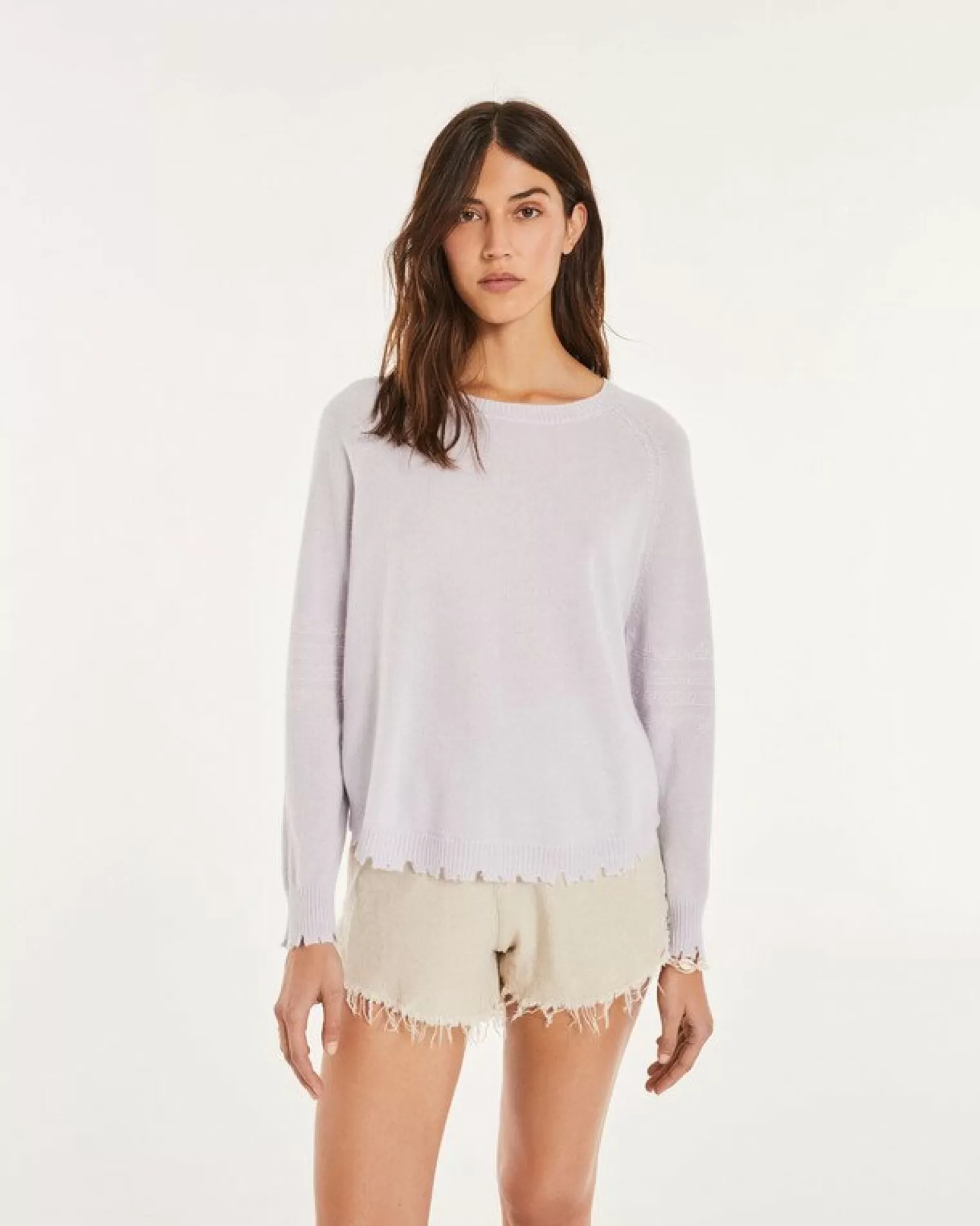 Kujten Sweaters & Sweatshirts>Round Neck Cashmere Sweater Parme Chine