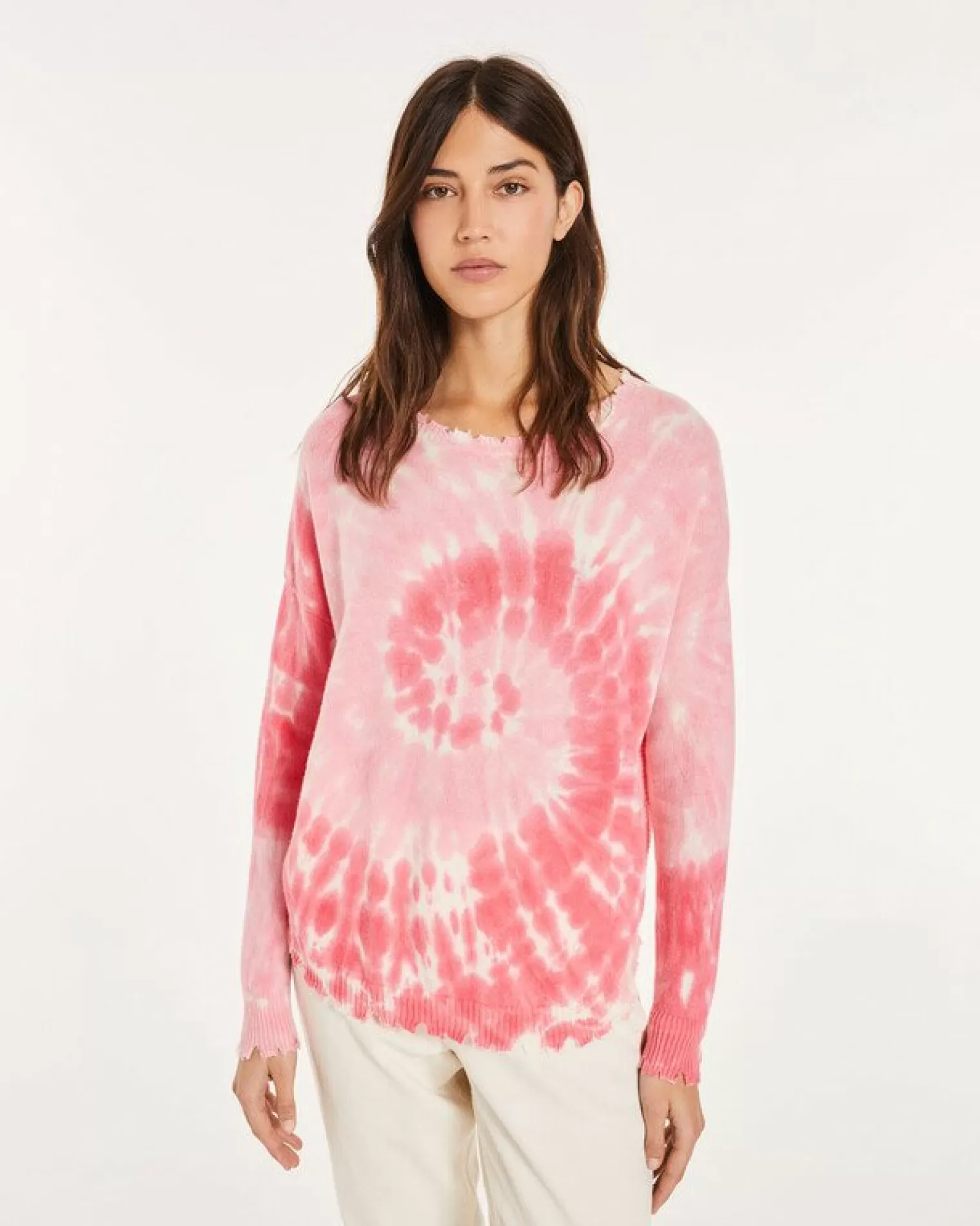 Kujten Sweaters & Sweatshirts>Round Neck Cashmere Sweater Rose Fluo