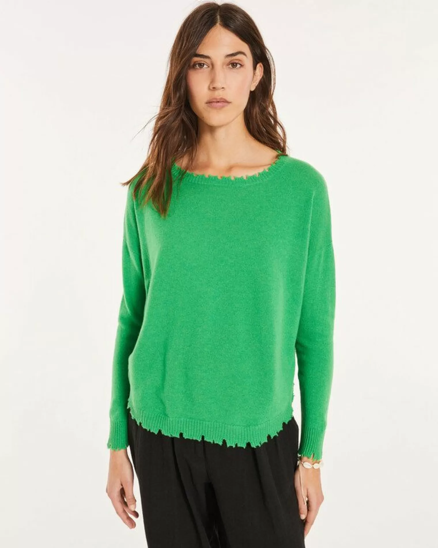 Kujten Sweaters & Sweatshirts>Round Neck Cashmere Sweater Vert Gazon