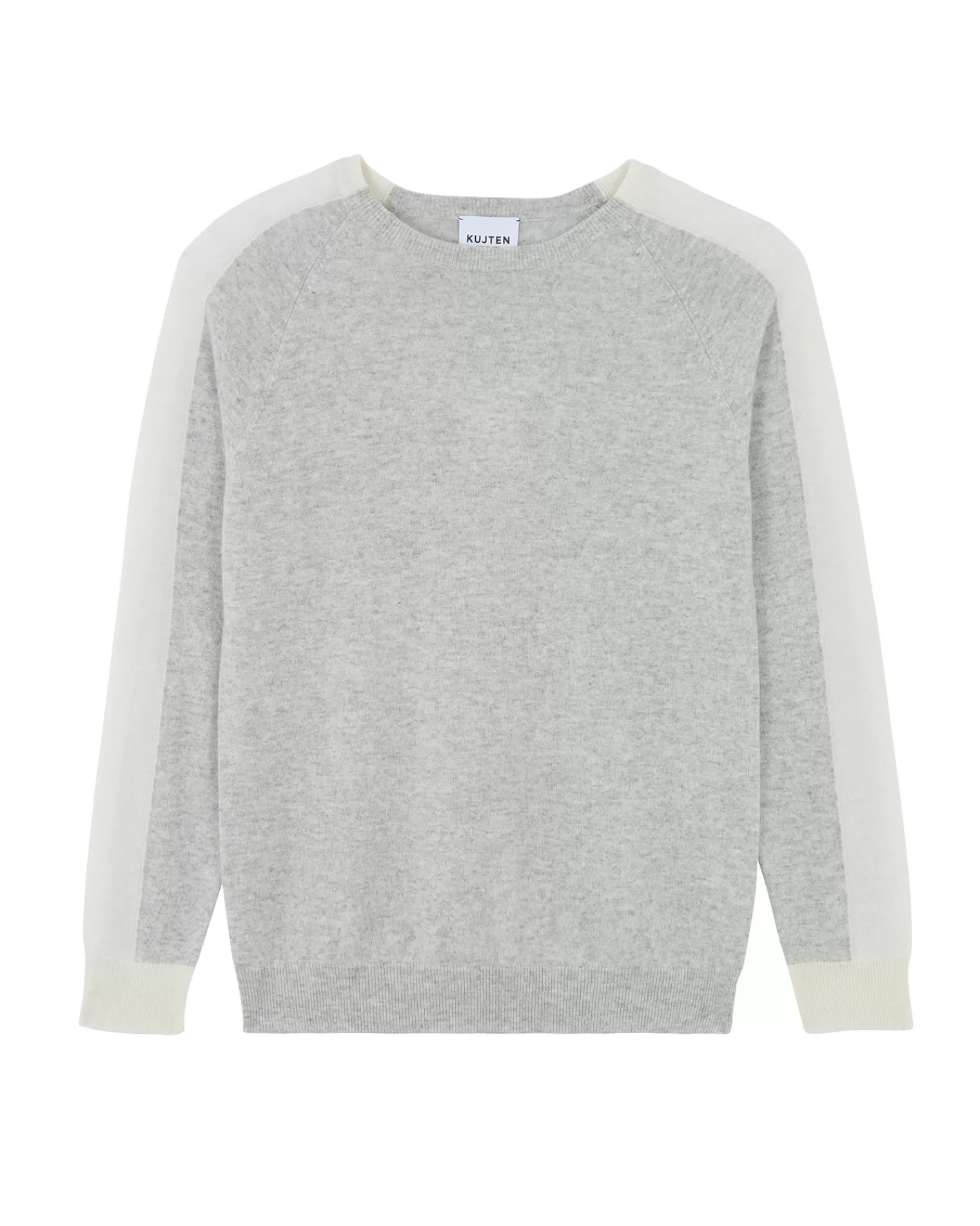 Kujten Sweaters & Sweatshirts>Round Neck Colorblock Cashmere Sweater Gris Bouleau
