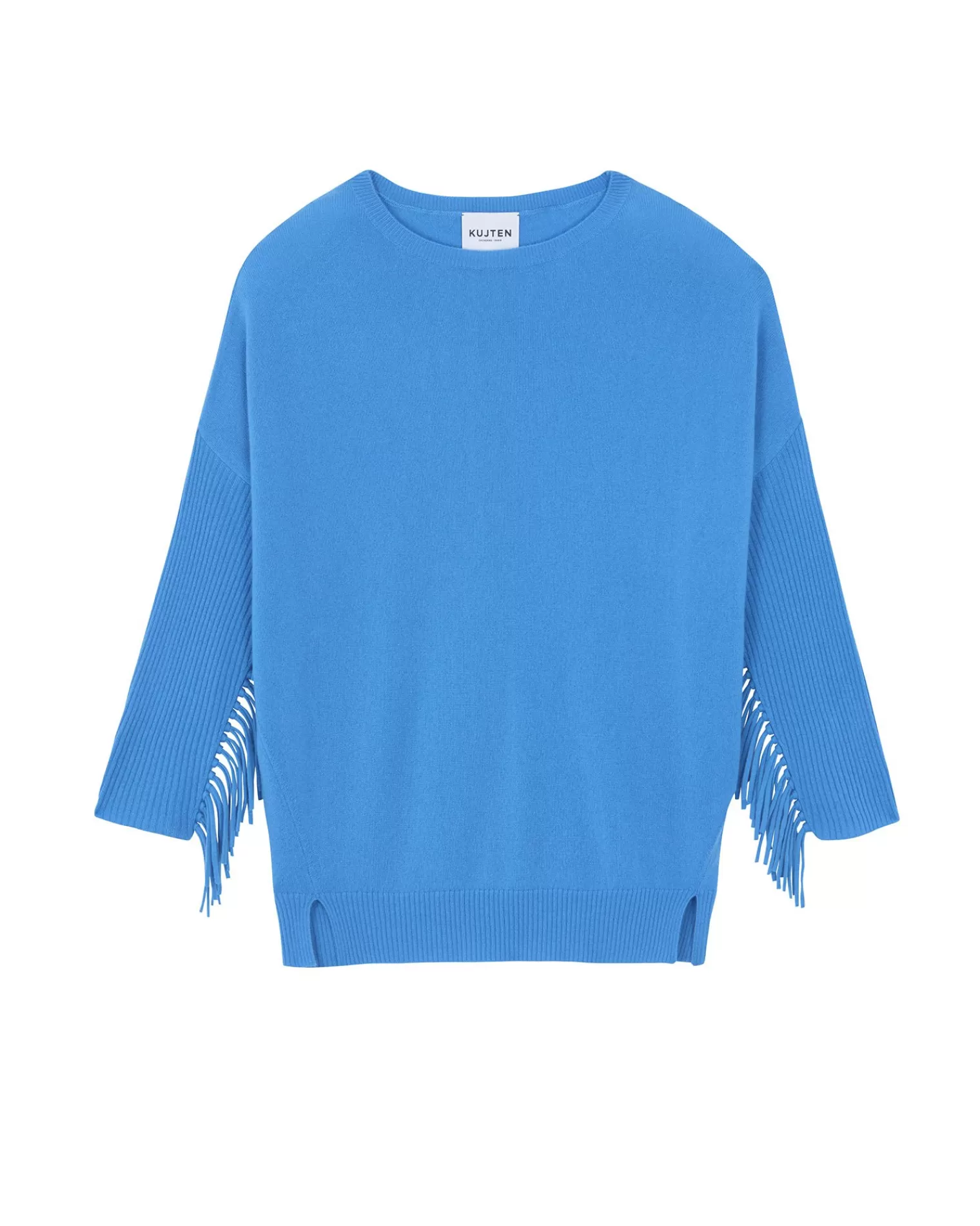 Kujten Sweaters & Sweatshirts>Round Neck Fringed Cashmere Sweater Bleu