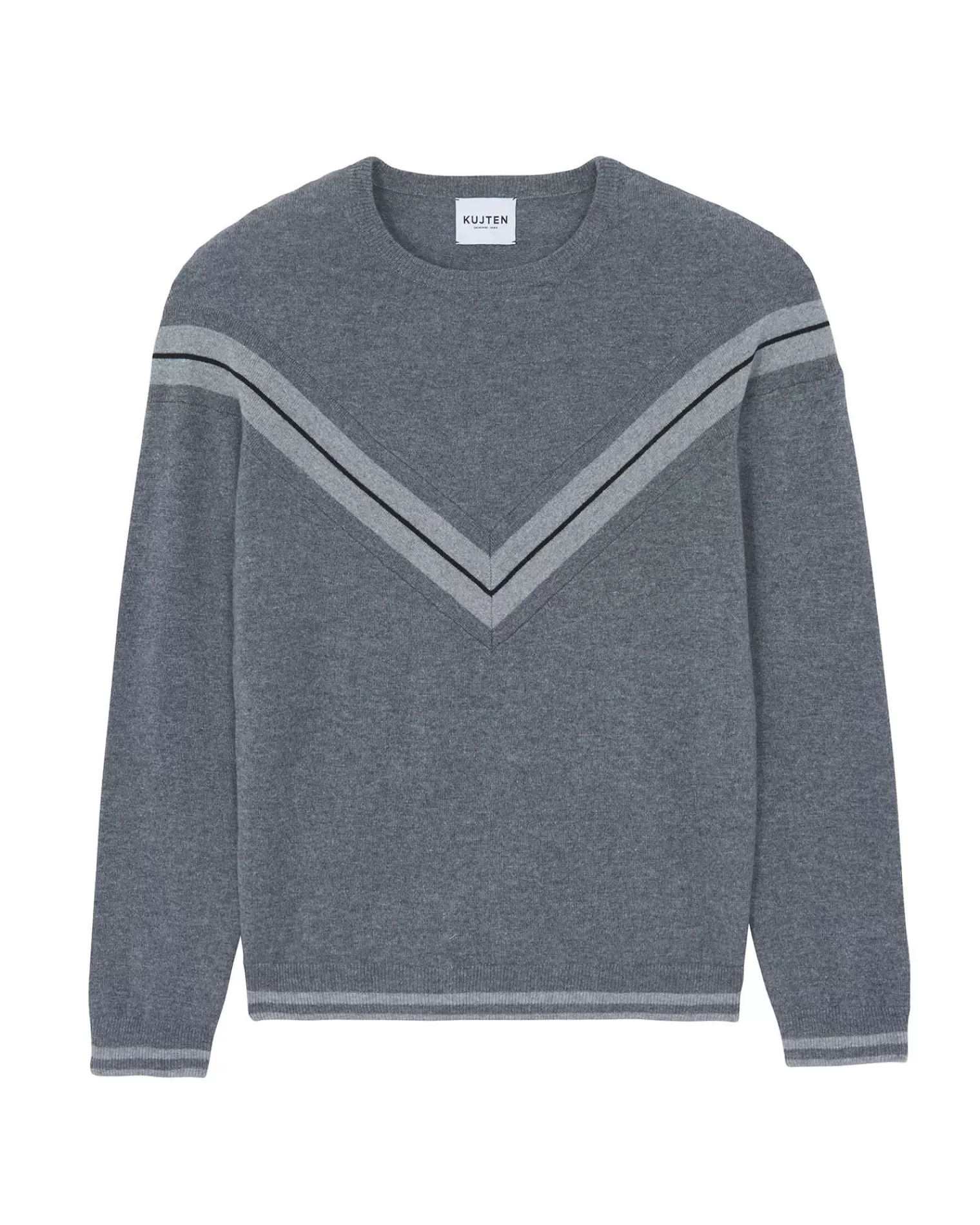 Kujten Sweaters & Sweatshirts>Round Neck Long Sleeves Cashmere Sweater Gris Flanelle