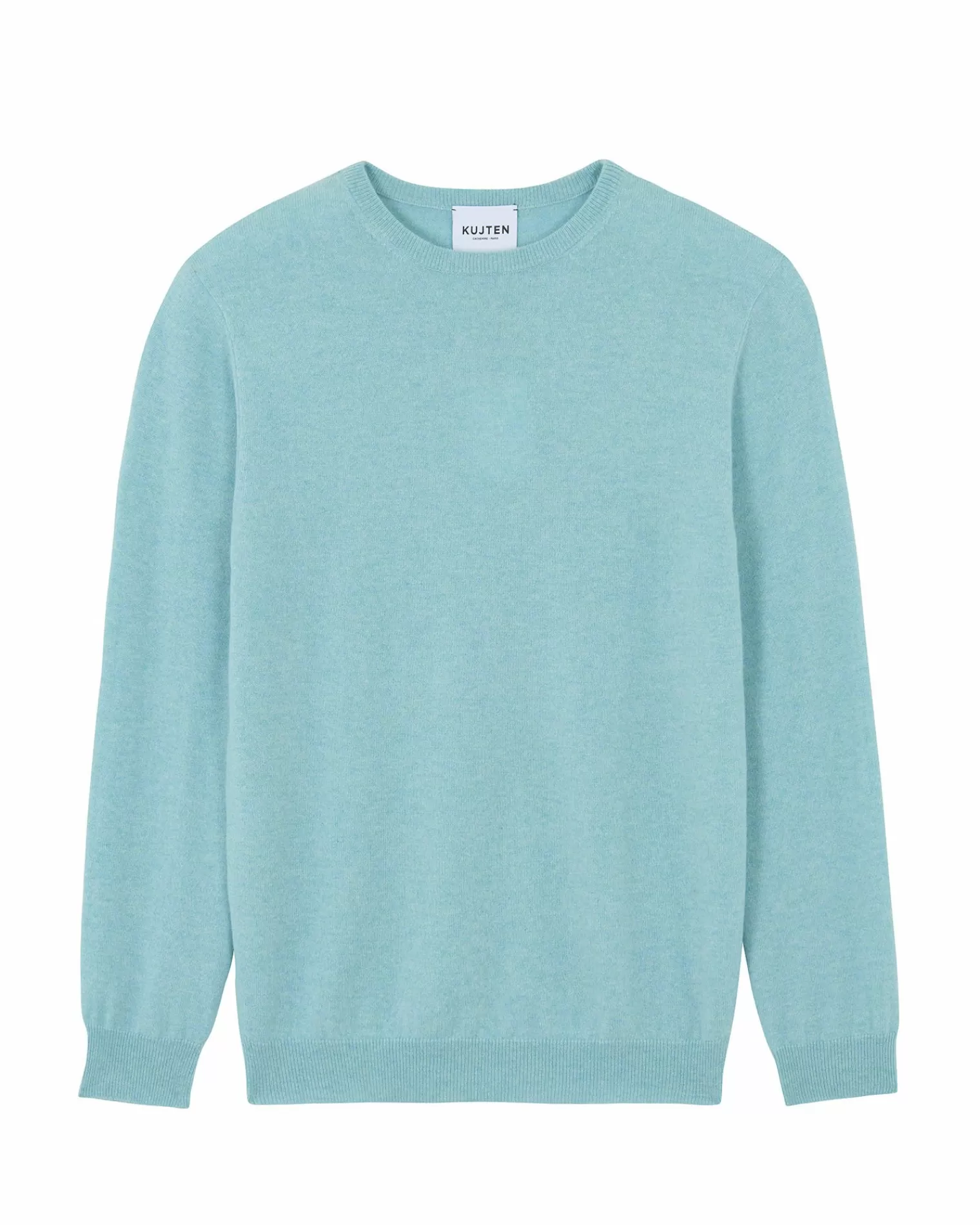 Kujten Sweaters & Sweatshirts>Round Neck Long Sleeves Cashmere Sweater Turquoise Pacific