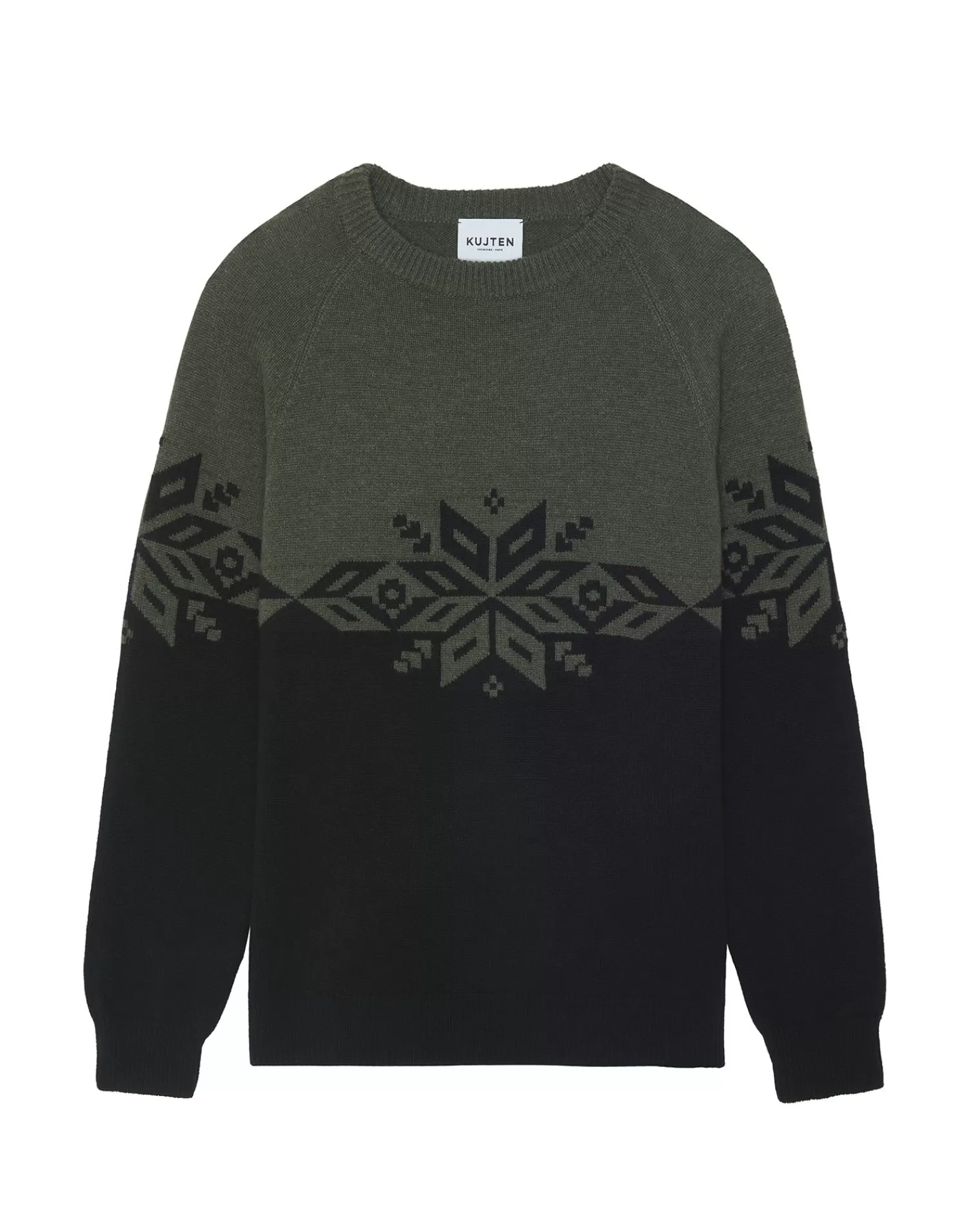 Kujten Sweaters & Sweatshirts>Round Neck Ski Sweater And Long Sleeves Kaki Fonce