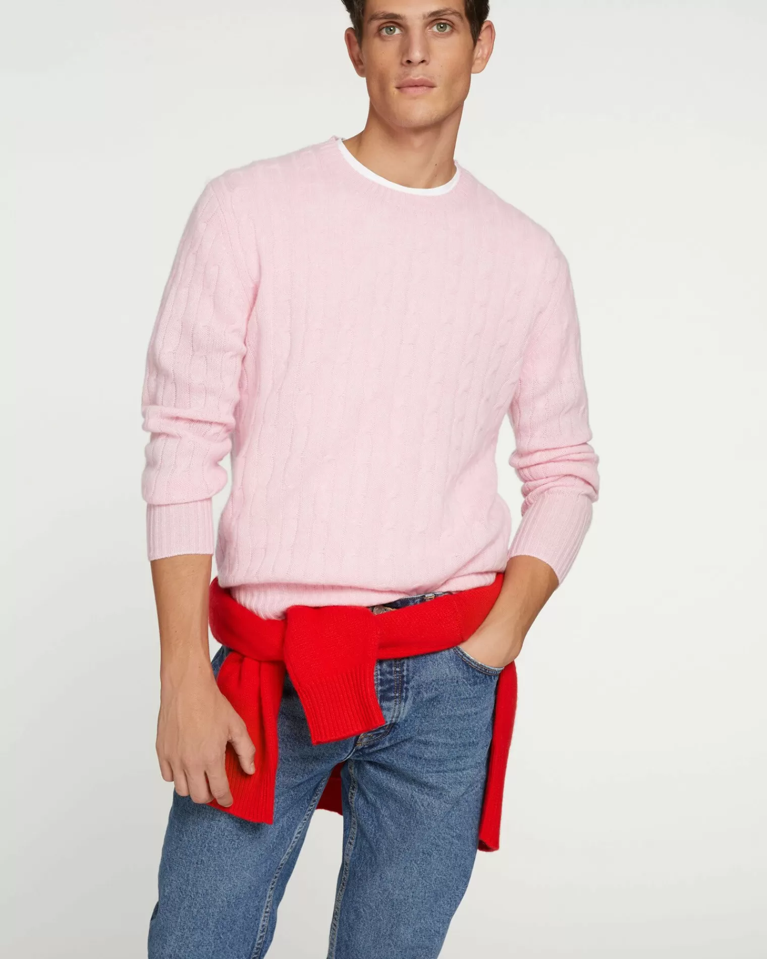 Kujten Sweaters & Sweatshirts>Round Neck Twisted Sweater Candy Pink