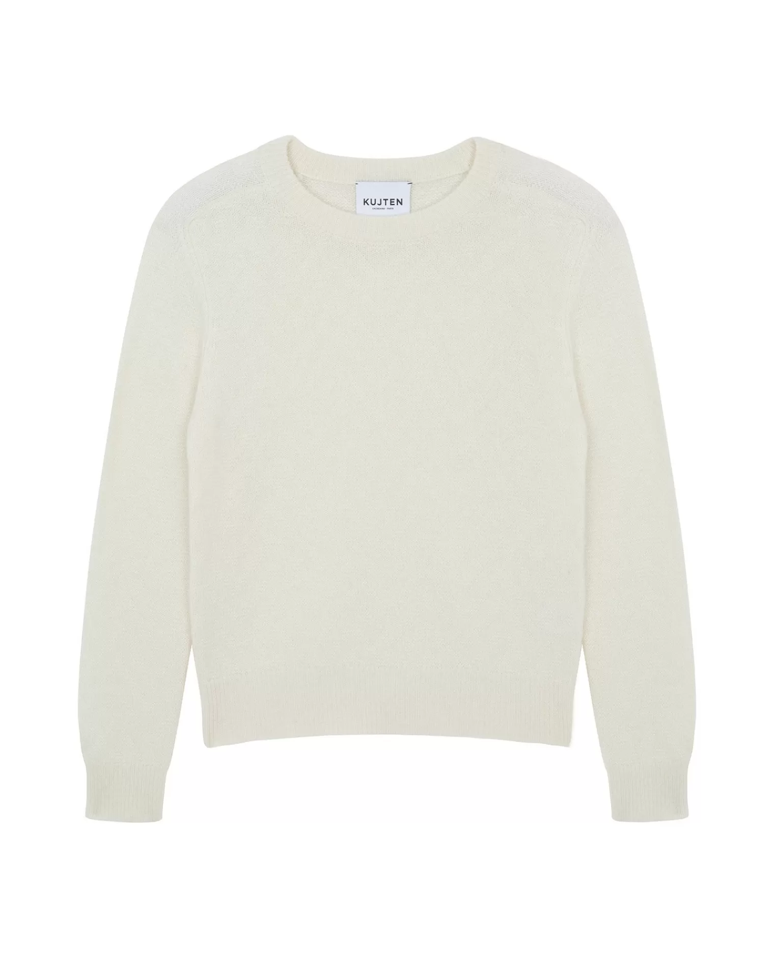 Kujten Sweaters & Sweatshirts>Round-Neck Cashmere Sweater, 4-Threads Blanc