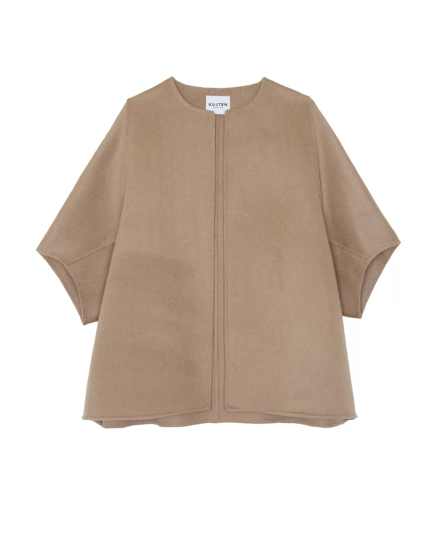 Kujten Capes & Ponchos>Short Kimono Cashmere Cape Camelo