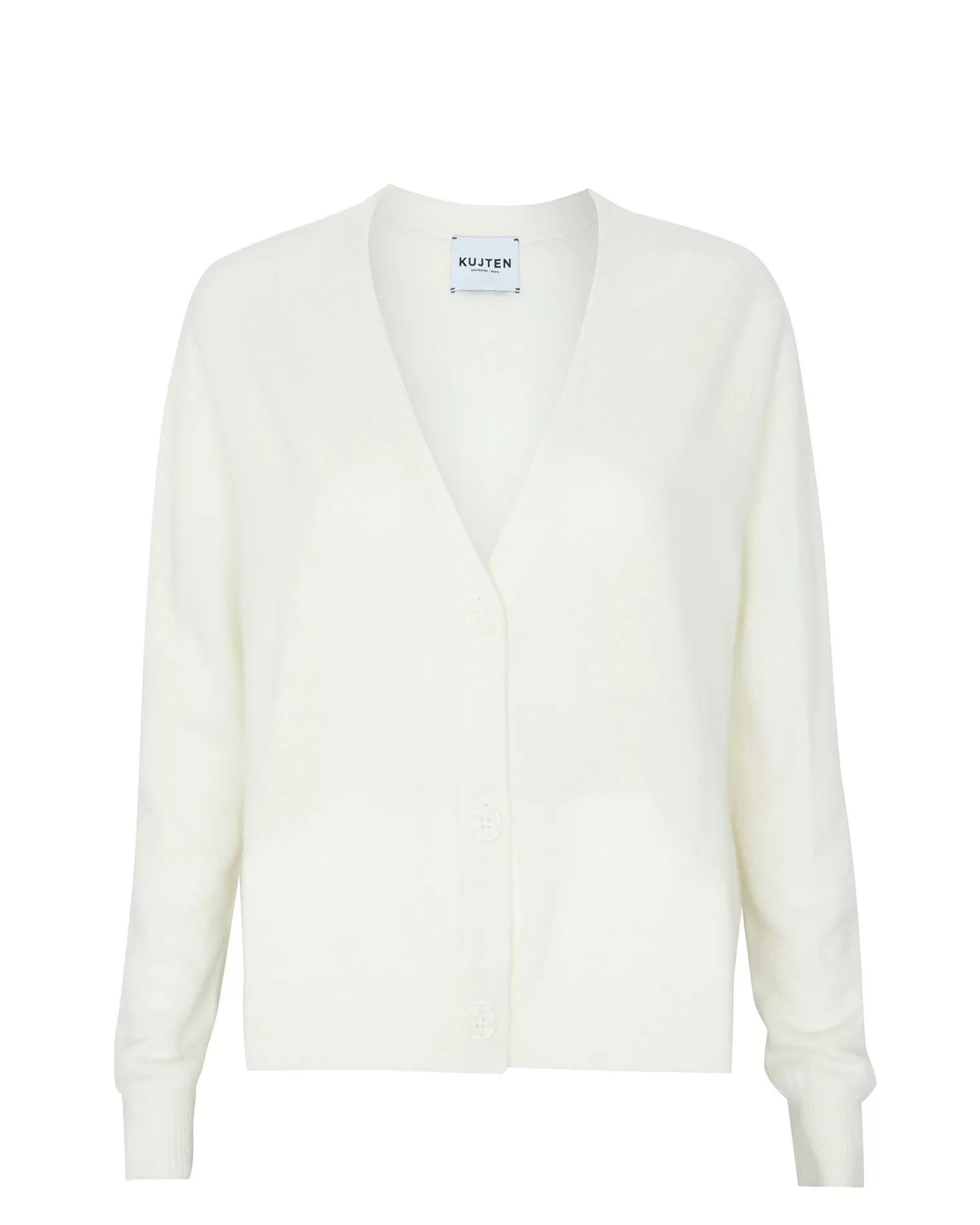 Kujten Jackets & Vests>Short Long Sleeves Cashmere Cardigan Blanc