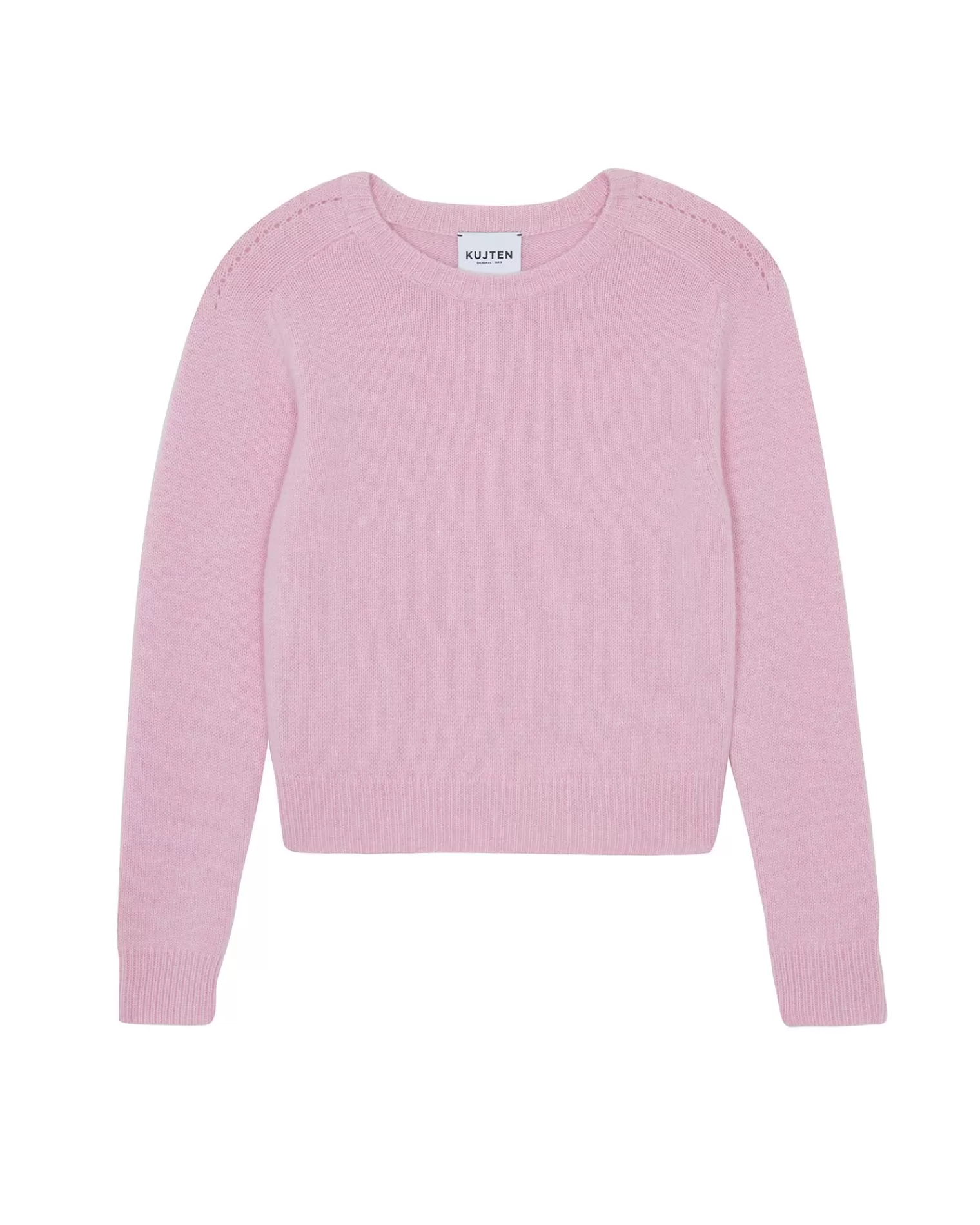 Kujten Sweaters & Sweatshirts>Short Round Neck Cashmere Sweater, 6-Threads Candy Pink