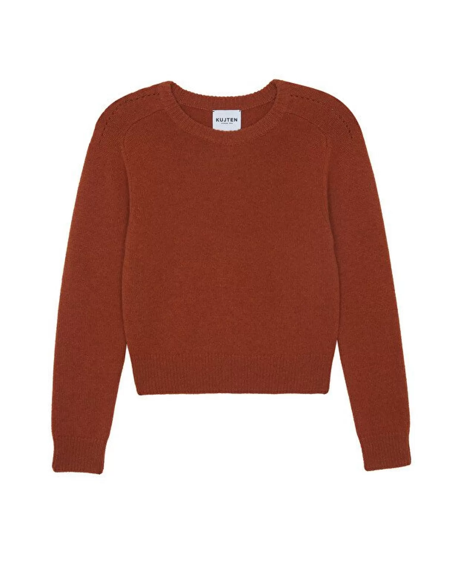 Kujten Sweaters & Sweatshirts>Short Round Neck Cashmere Sweater, 6-Threads Orange Brule