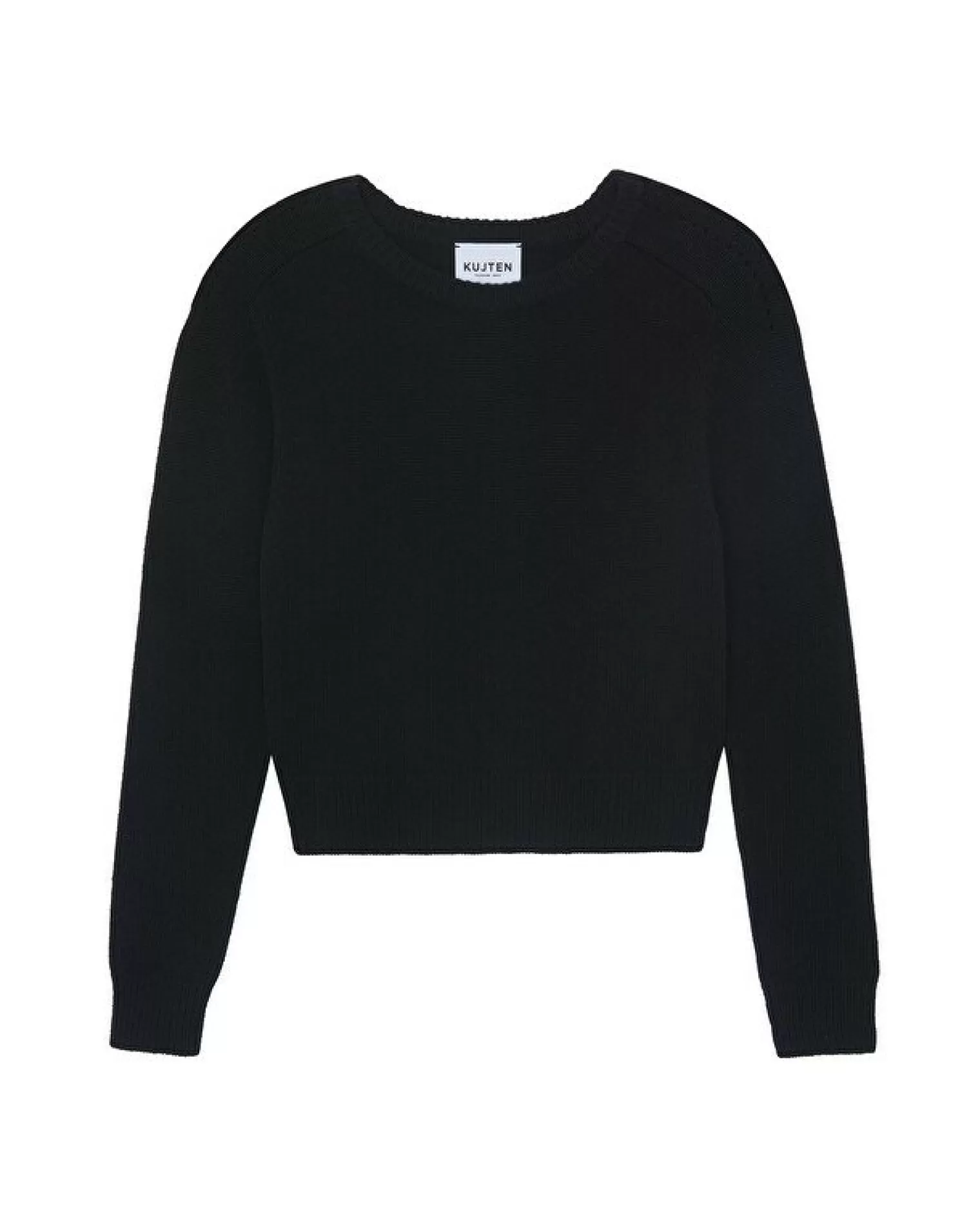 Kujten Sweaters & Sweatshirts>Short Round Neck Cashmere Sweater, 6-Threads Noir