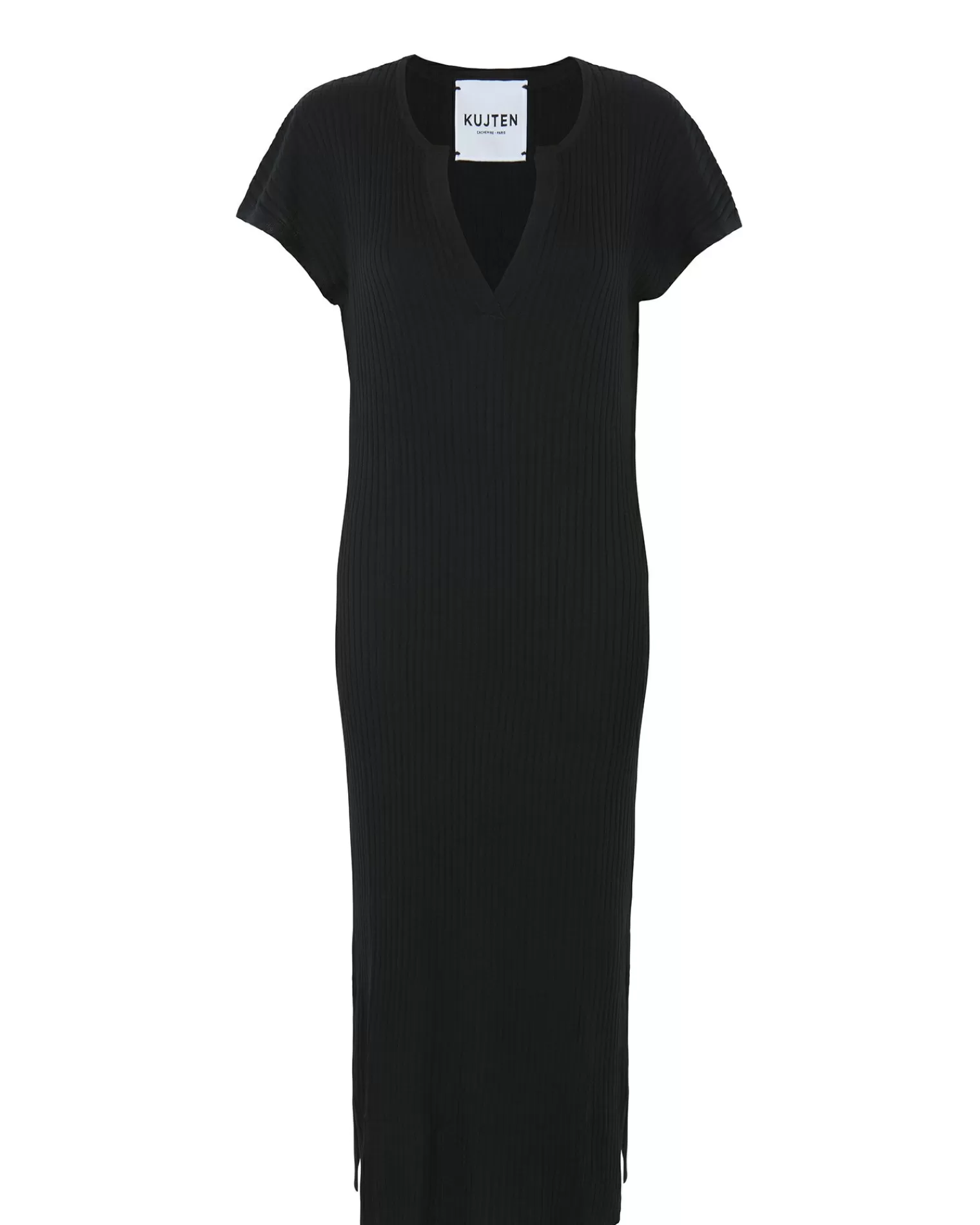 Kujten Dresses & Skirts>Silk-Cashmere Djellaba Dress Noir