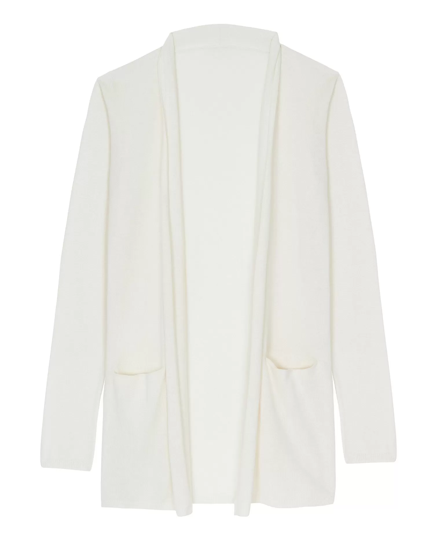 Kujten Jackets & Vests>Silk-Cashmere Long Sleeve Jacket Blanc